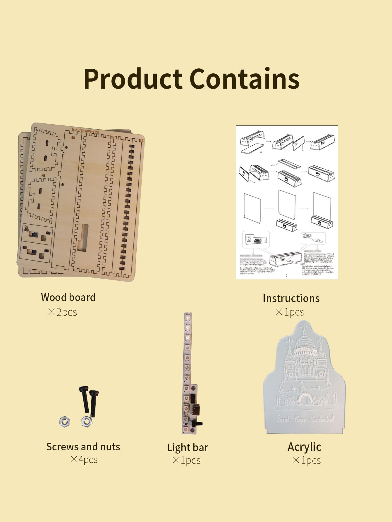 Factory wholesale Sacred Heart Cathedral Famous Building Gifts For Best Friend Women 3D Puzzle Engraved Night Light Long Distance Friendship Gift For Her Bestie Soul Sister BFF Coworker