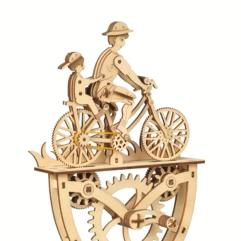Factory wholesale Music Park 3D Wooden Puzzle Father and Son Diy Handmade Bicycle Assembly Model Kits Creative Decoration