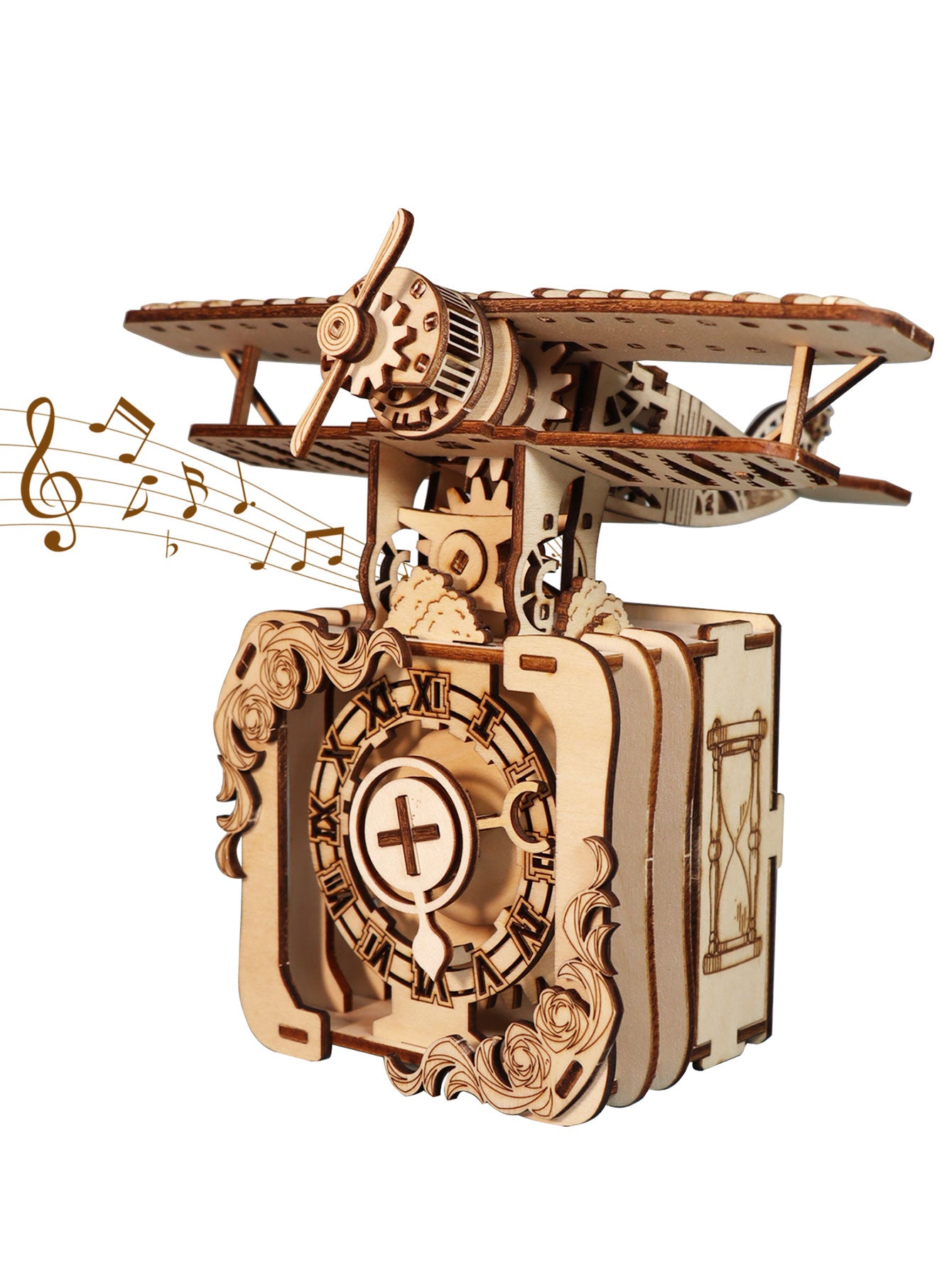 Factory wholesale 3d Wooden Puzzle Punk Airplane Music Box You Are My Sunshine Handmade Assembly Model Kit Holidays Brthdays Christmas Gifts