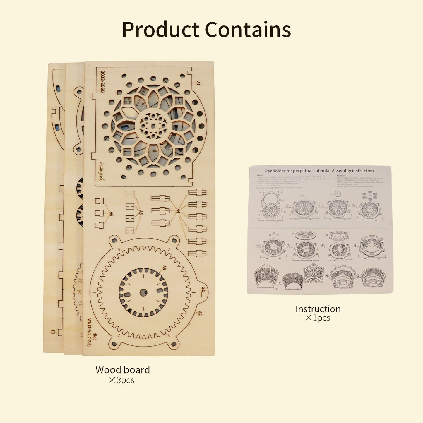 Factory wholesale 3D Wooden Puzzles Perpetual Calendar Pen holder Mechanical Models Propelled Construction Model Kits For Teens and Adults Age14+