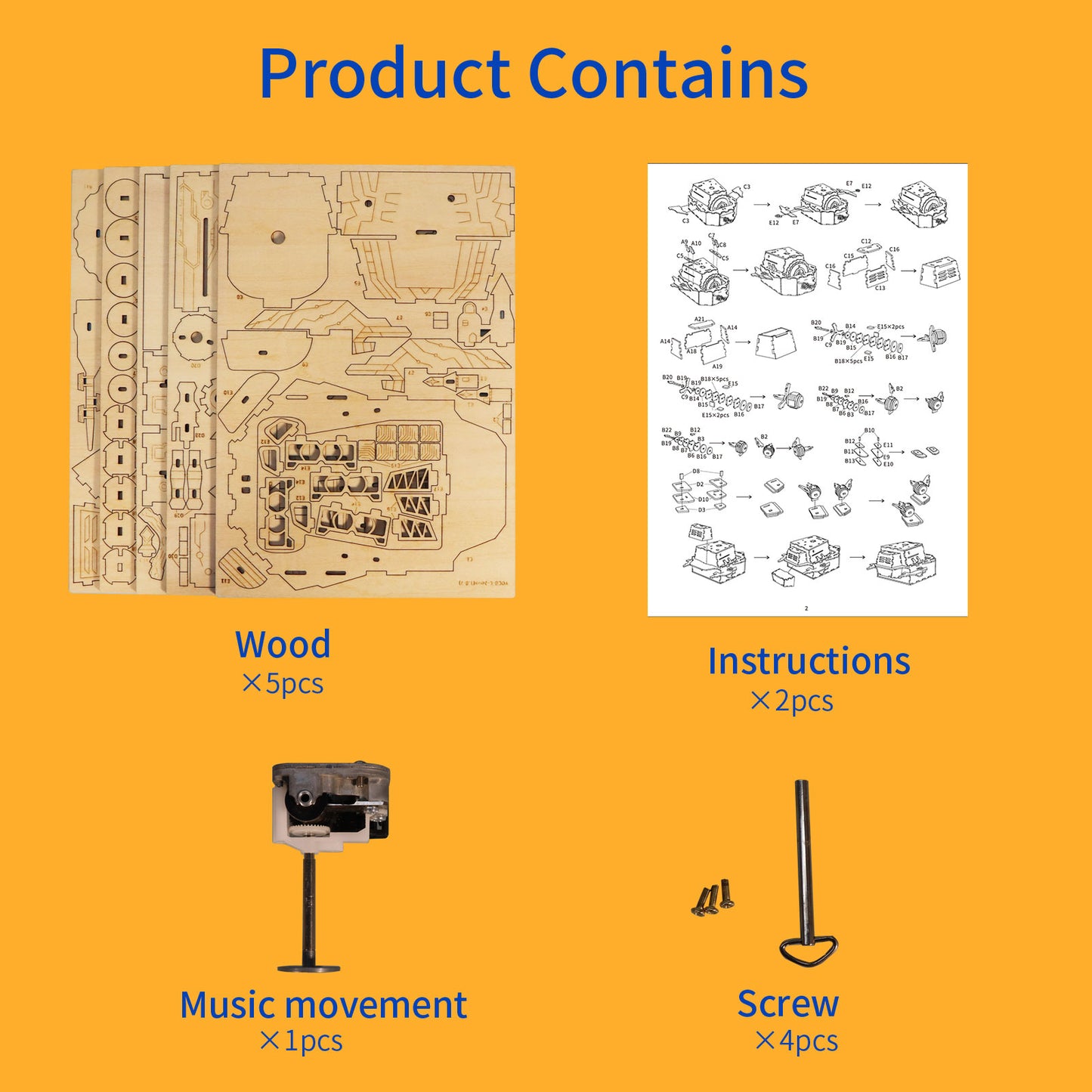 3D Wooden Puzzles Moving Castle Music Box kits Castle Building Model DIY Crafts Birthday Gift for Women