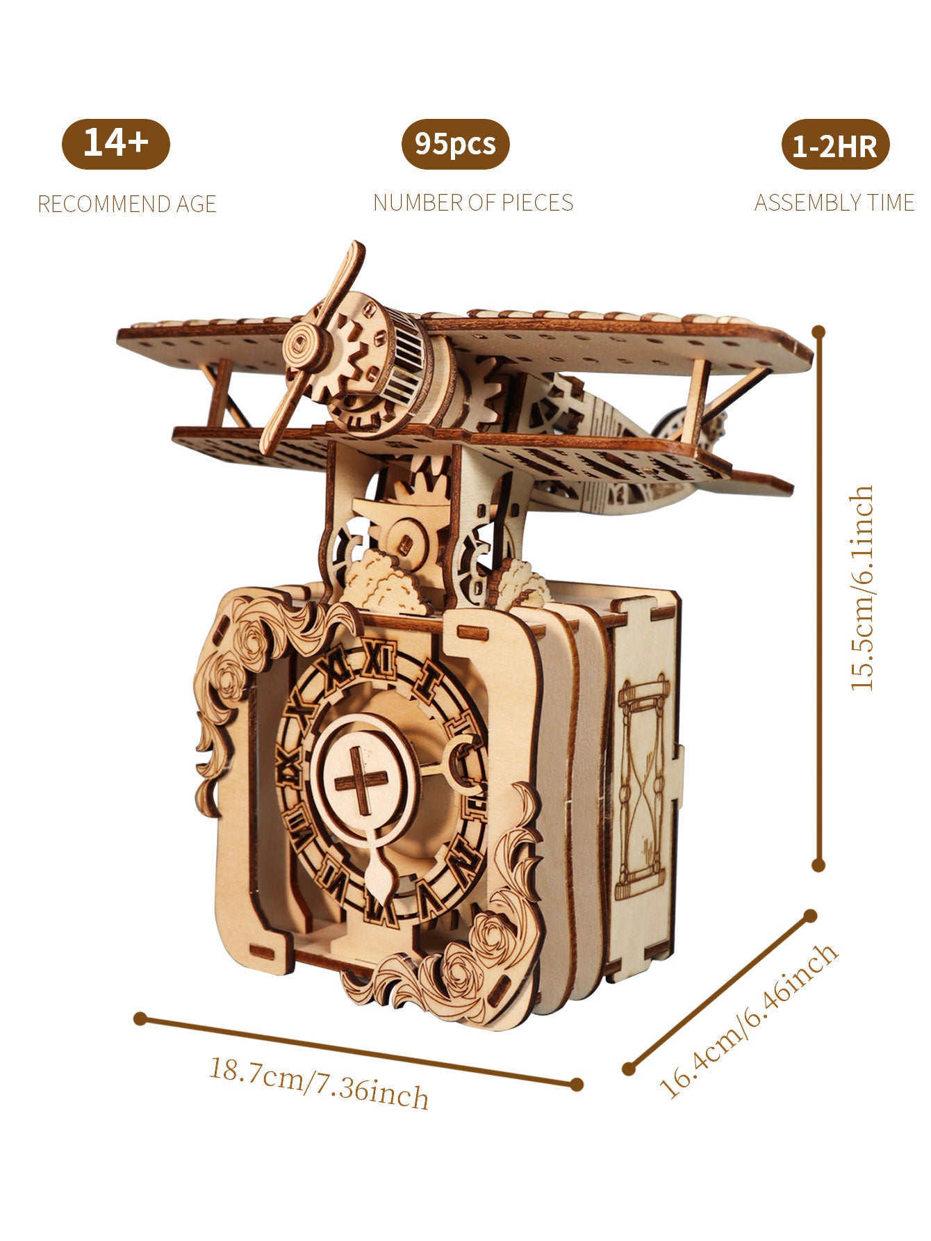 Factory wholesale 3d Wooden Puzzle Punk Airplane Music Box You Are My Sunshine Handmade Assembly Model Kit Holidays Brthdays Christmas Gifts