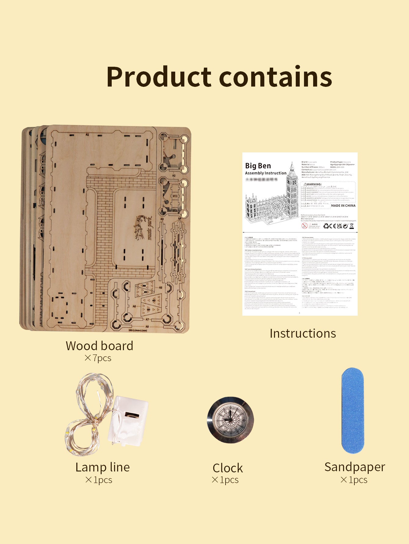 Factory wholesale Music Park 3D Wooden Puzzle for Adults Big Ben Building Model Kits Desktop Clock DIY Handmade Crafts Gift Home Decor Unique Christmas Gifts