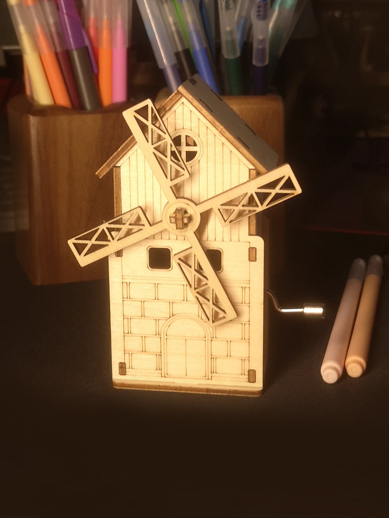 Factory wholesale Music Park 3d wooden puzzle Hand Windmill music box You are my sunshine Handmade Assembly Model kit Holidays birthdays Christmas gifts