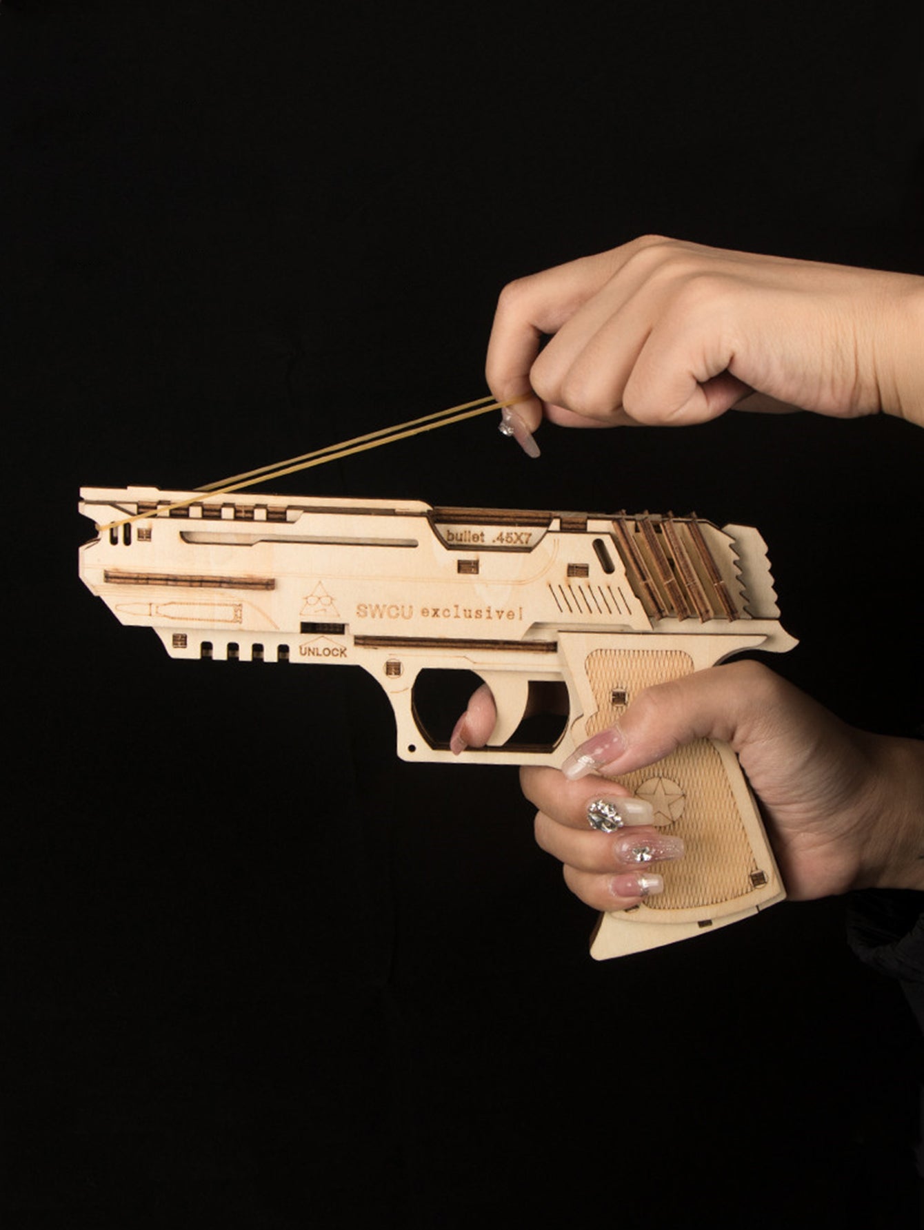 Factory wholesale Music Park 3D Wooden Puzzle Model Building Kit Mechanical Rubber Band Gun Toy DIY Brain Tearer Birthday Gift