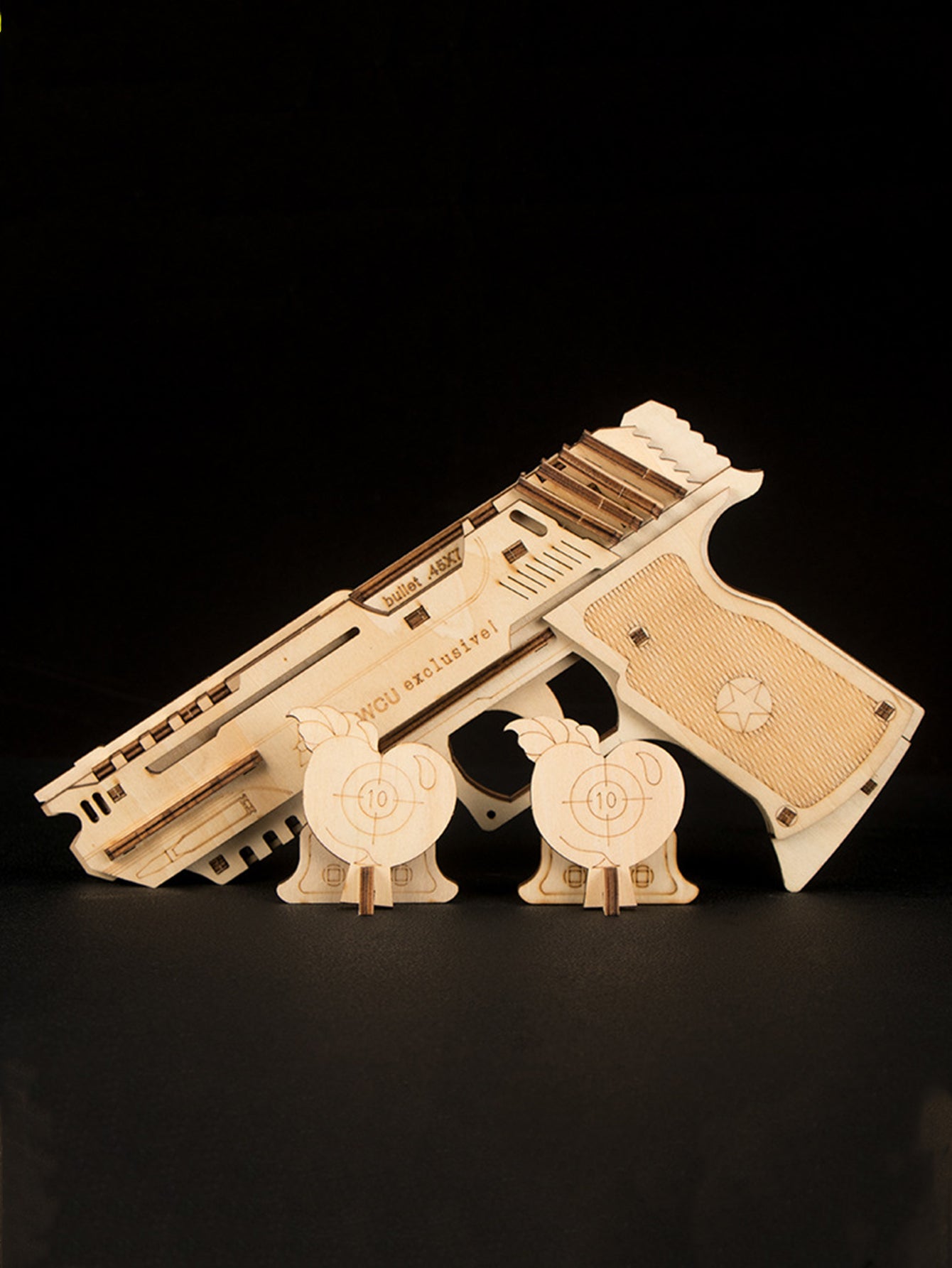 Factory wholesale Music Park 3D Wooden Puzzle Model Building Kit Mechanical Rubber Band Gun Toy DIY Brain Tearer Birthday Gift