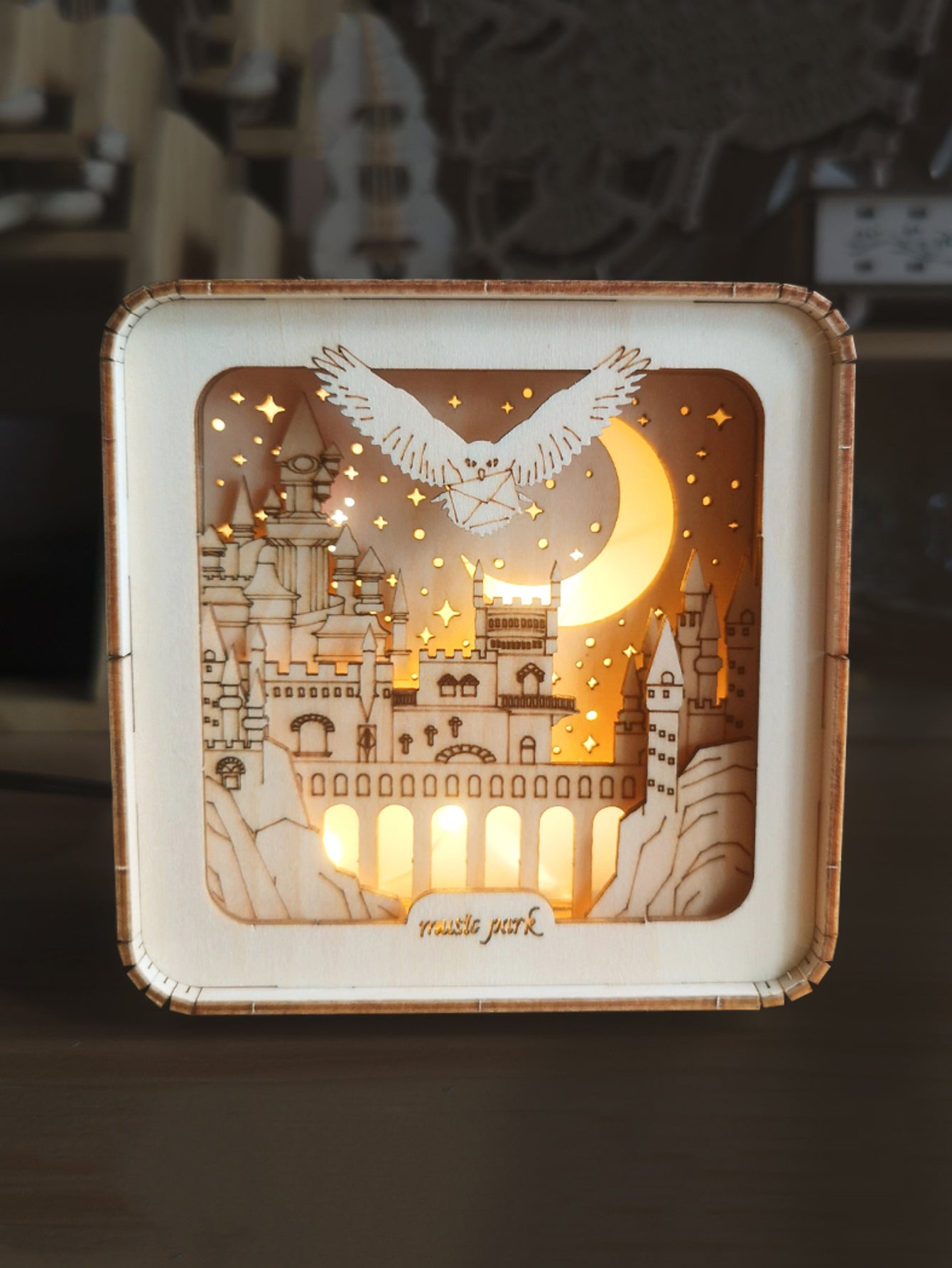 Factory wholesale Music Park 3D Wooden Puzzles Castle Model Kits Night Lights Desk Decorations Birthday Christmas Gifts For Women