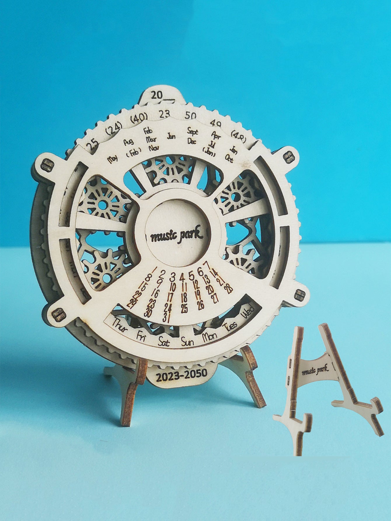 Factory wholesale Music Park 3D Wooden Puzzle Perpetual 3D Wooden Puzzle Calendar Mechanical Gears Toy Building Set Brain Teaser Games Engineering Toys model kits handmade