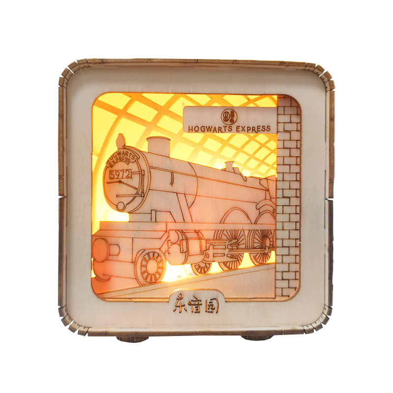 Factory wholesale 3D Wooden Puzzles Train Station Model Kit Night Lights Desk Decorations Birthday Christmas Gifts For Women