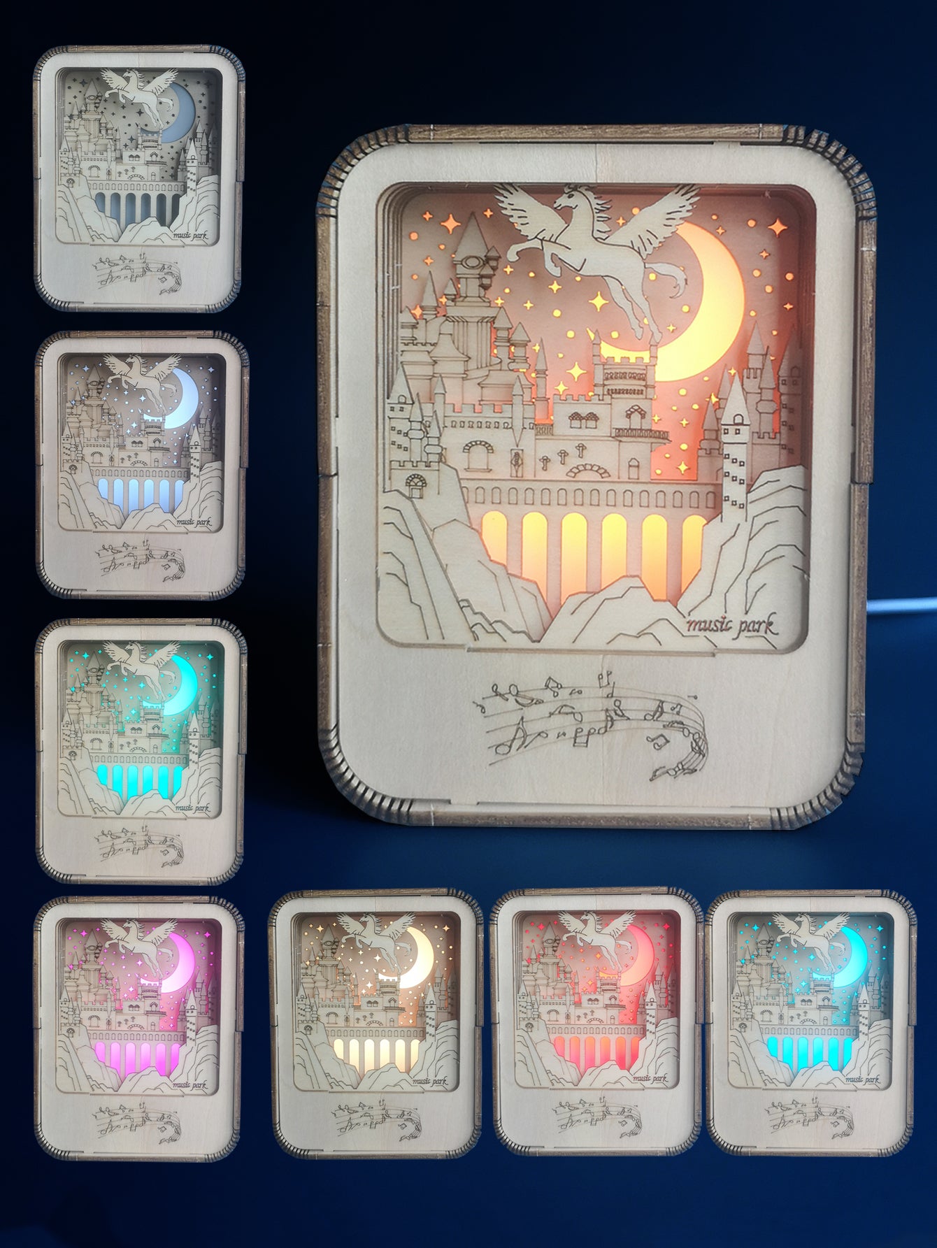 Factory wholesale Music Park 3D Wooden Puzzles Castle Music Box Night Light DIY Crafts Model Kits for Girls and Women Birthday Christmas Gifts