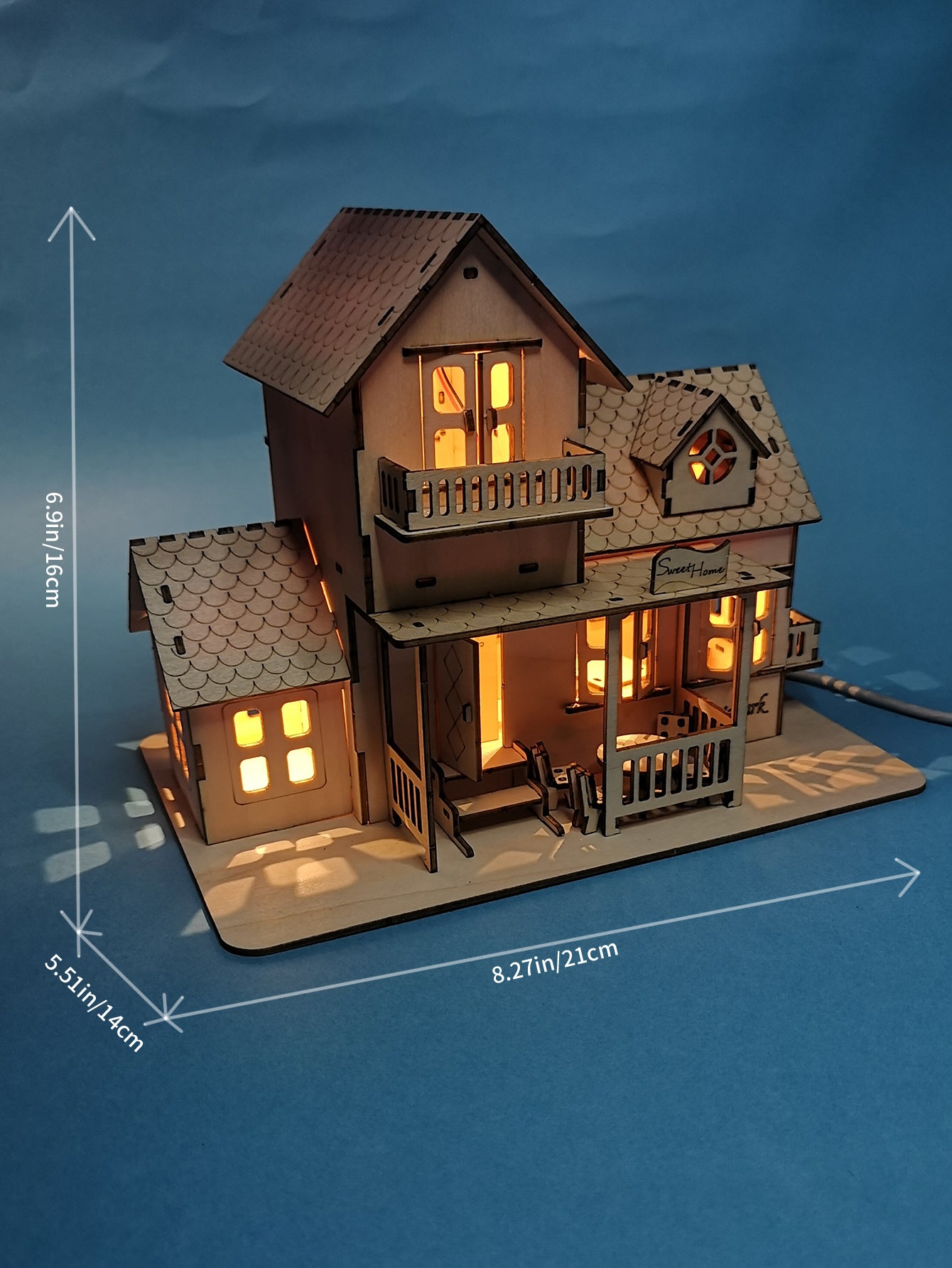 Factory wholesale Music Park 3D Wooden Puzzle Sweet Home Music Box Hands Craft Miniature Dollhouse Kits 3D Model Diy House Building with LED Night Lights Gifts for Christmas
