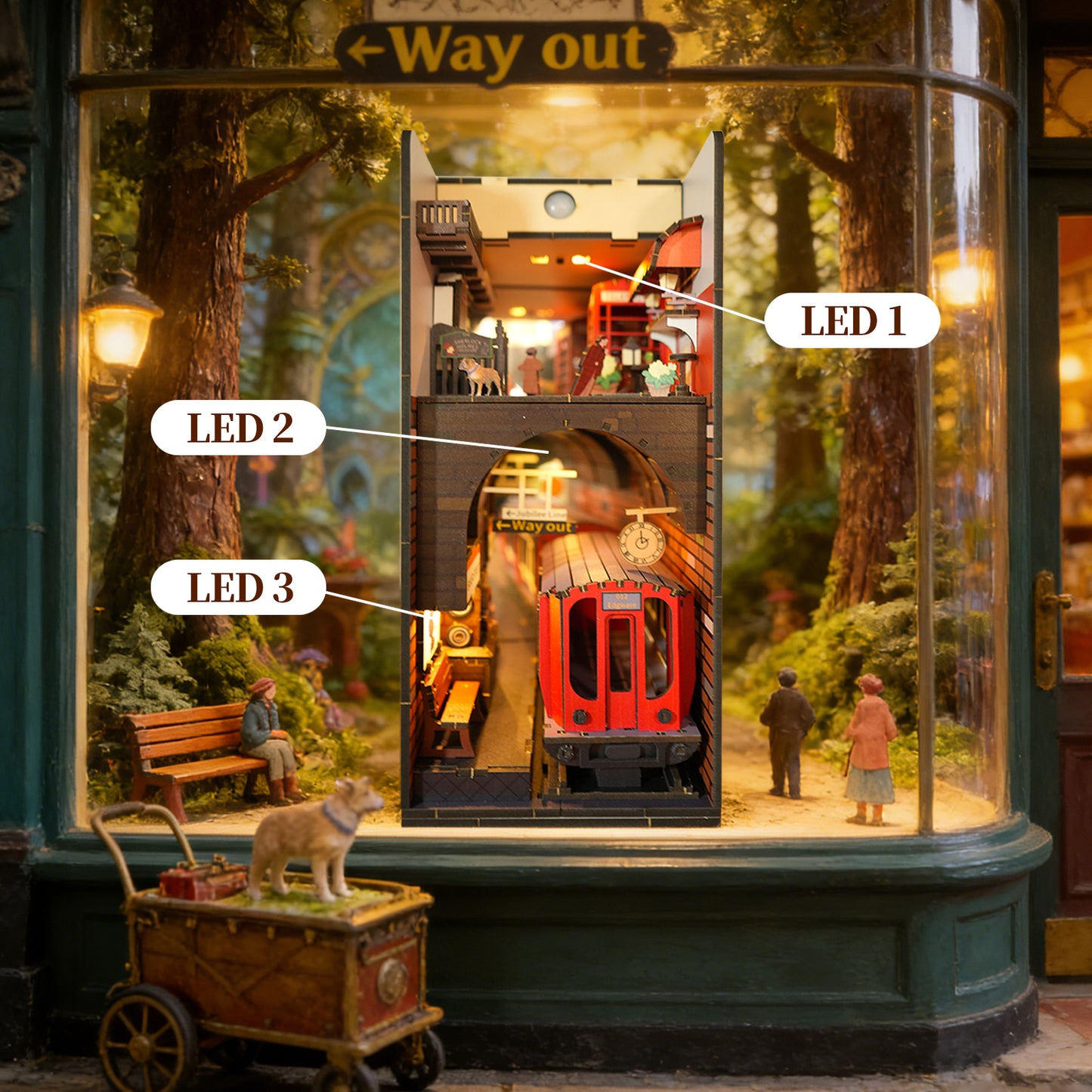 Factory wholesale 3d wooden puzzle for adults Baker Street book nook with lights model kit dollhouse DIY miniature house Birthday and Christmas gifts