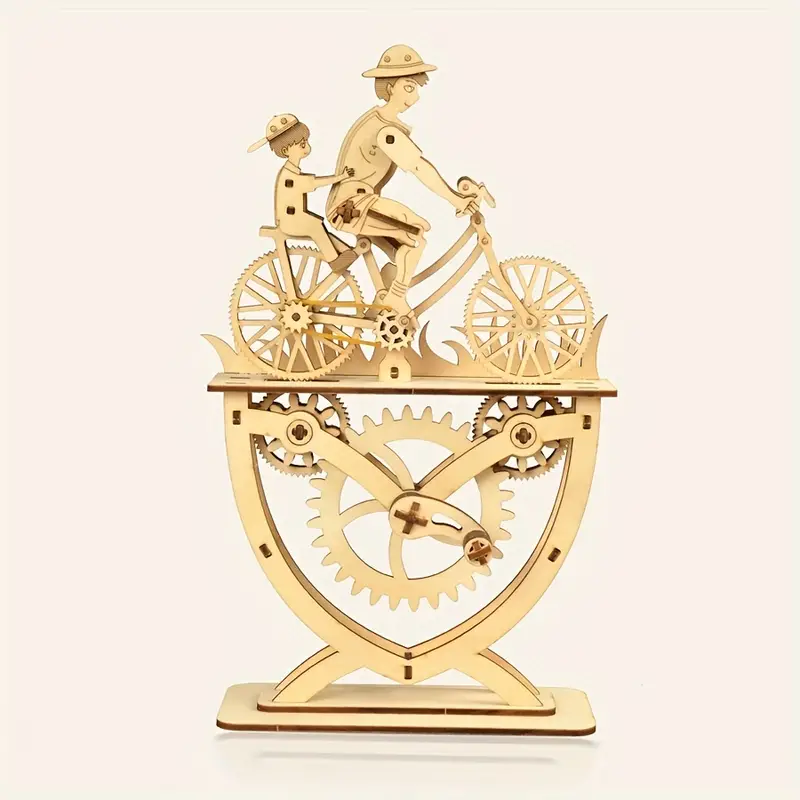 Factory wholesale Music Park 3D Wooden Puzzle Father and Son Diy Handmade Bicycle Assembly Model Kits  Creative Decoration
