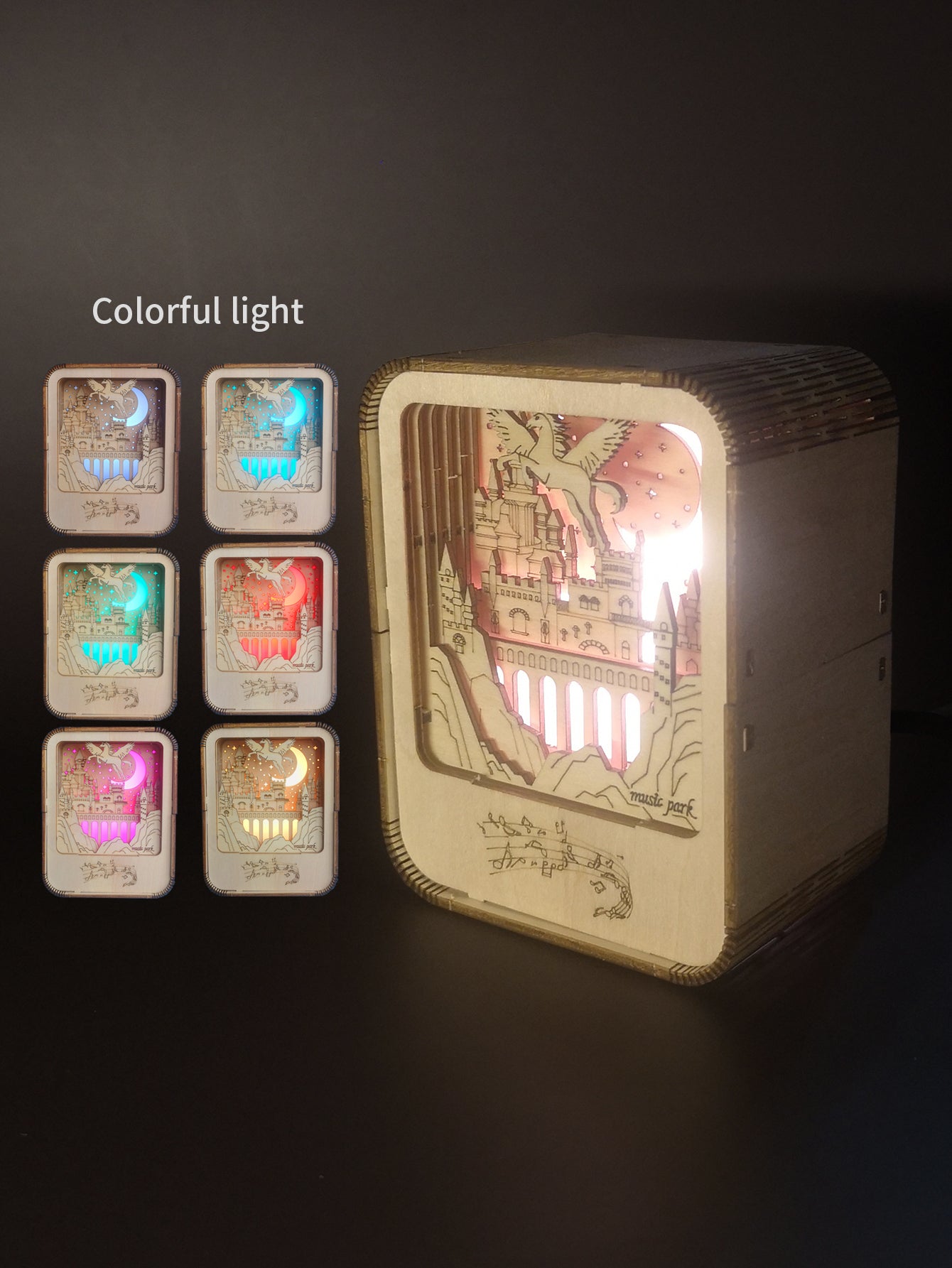 Factory wholesale Music Park 3D Wooden Puzzles Castle Music Box Night Light DIY Crafts Model Kits for Girls and Women Birthday Christmas Gifts
