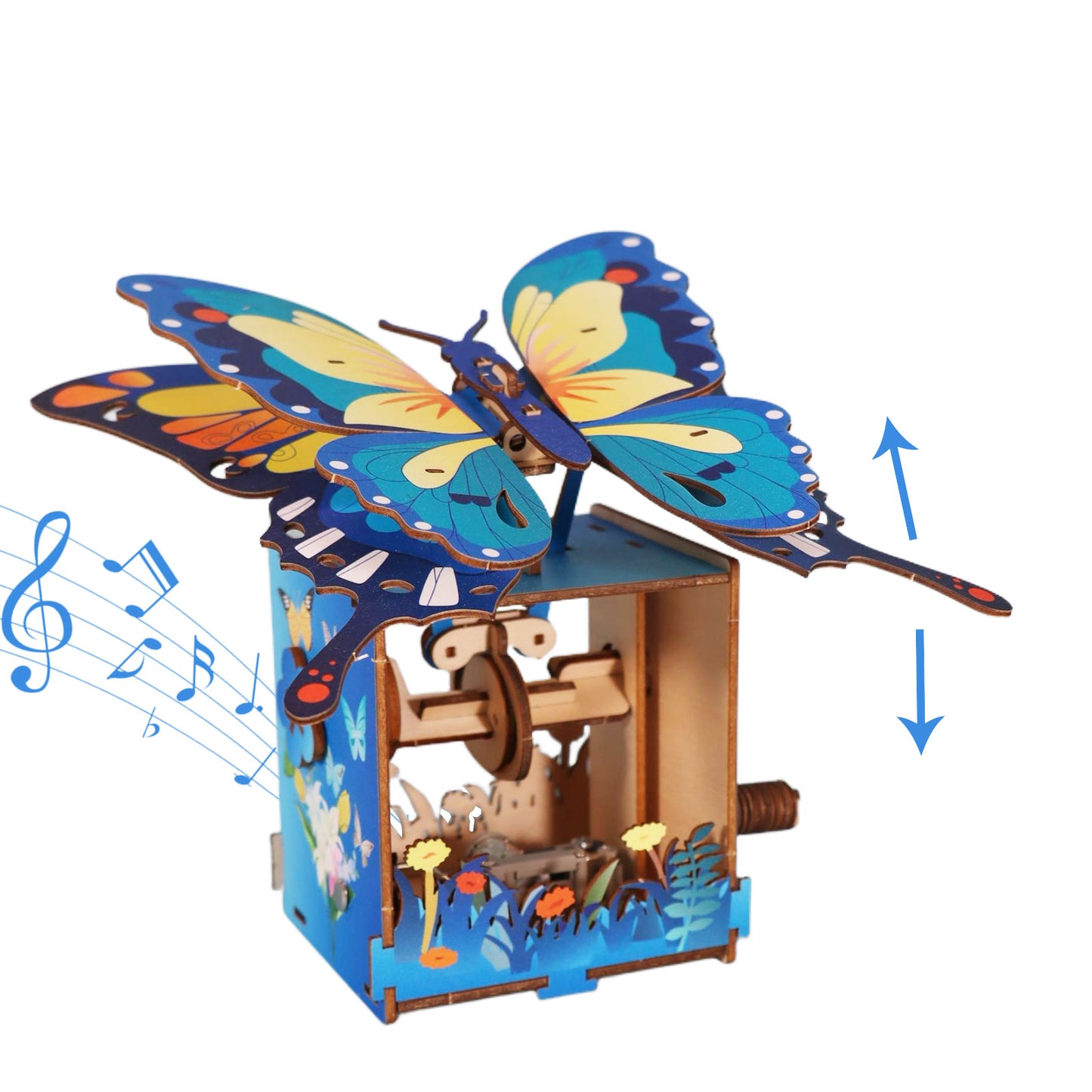 Factory wholesale 3d Wooden Puzzle Colour Butterfly Music Box You Are My Sunshine Handmade Assembly Model Kit Holidays Brthdays Christmas Gifts
