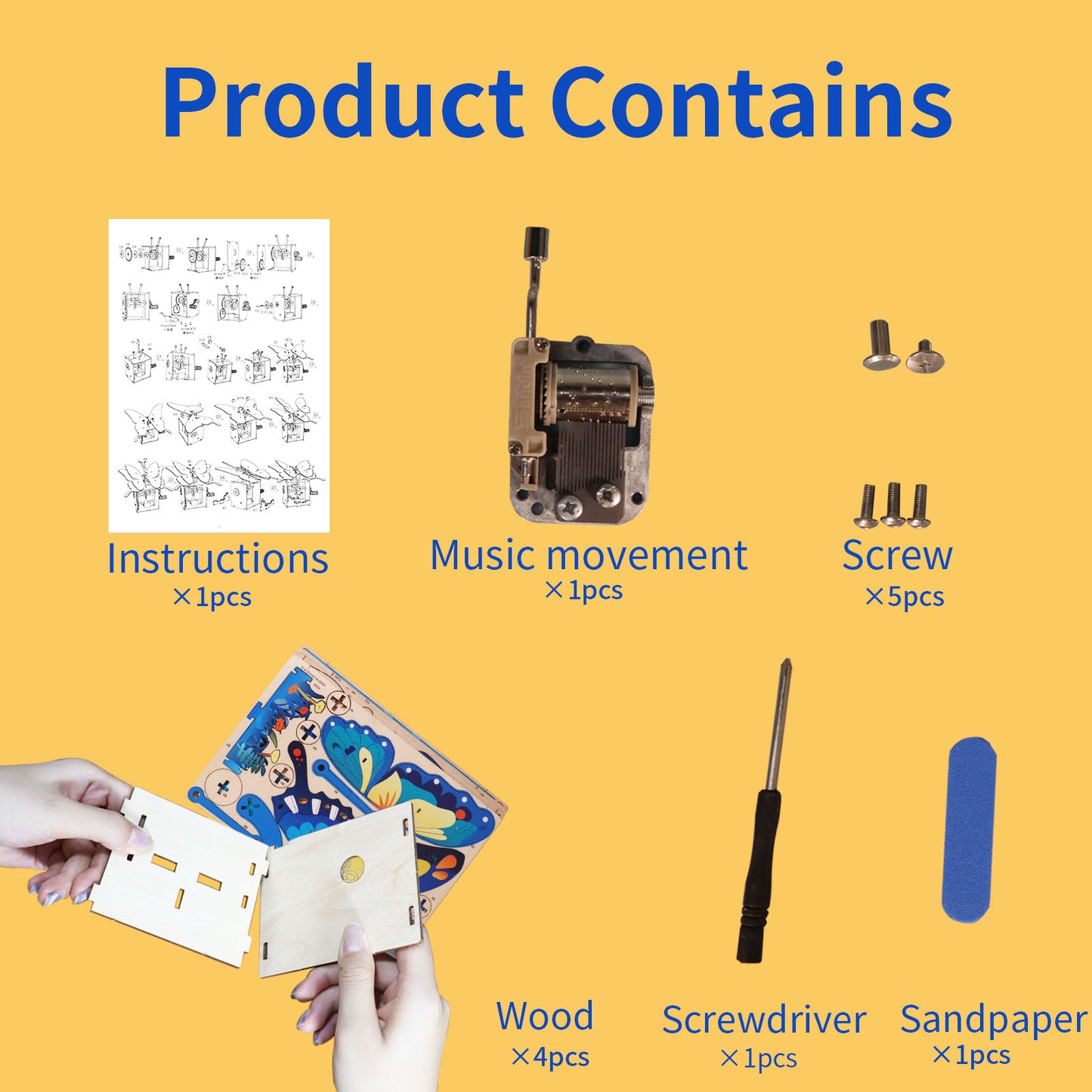 Factory wholesale 3d Wooden Puzzle Colour Butterfly Music Box You Are My Sunshine Handmade Assembly Model Kit Holidays Brthdays Christmas Gifts
