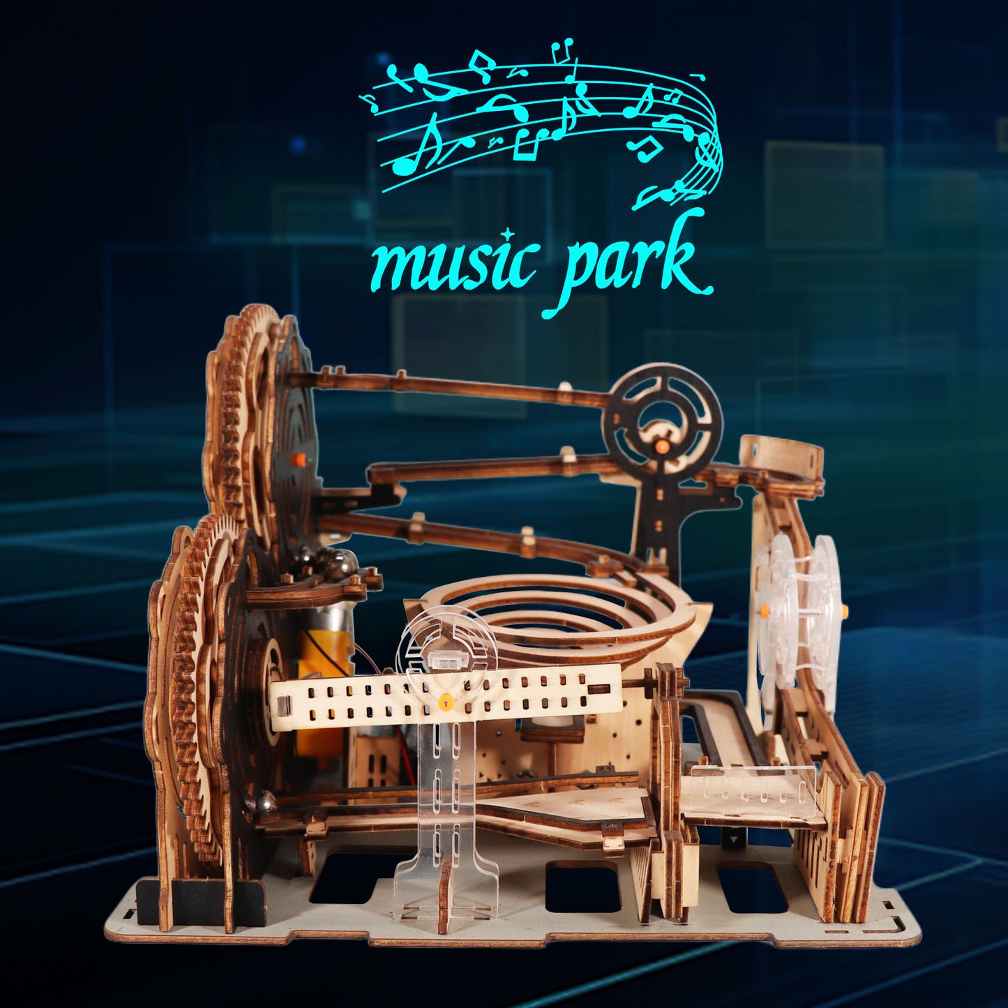 Factory wholesale Electric 3D Wooden Puzzles Marble Run Model Kits  Brain Teaser Puzzle DIY handmade Christmas gift