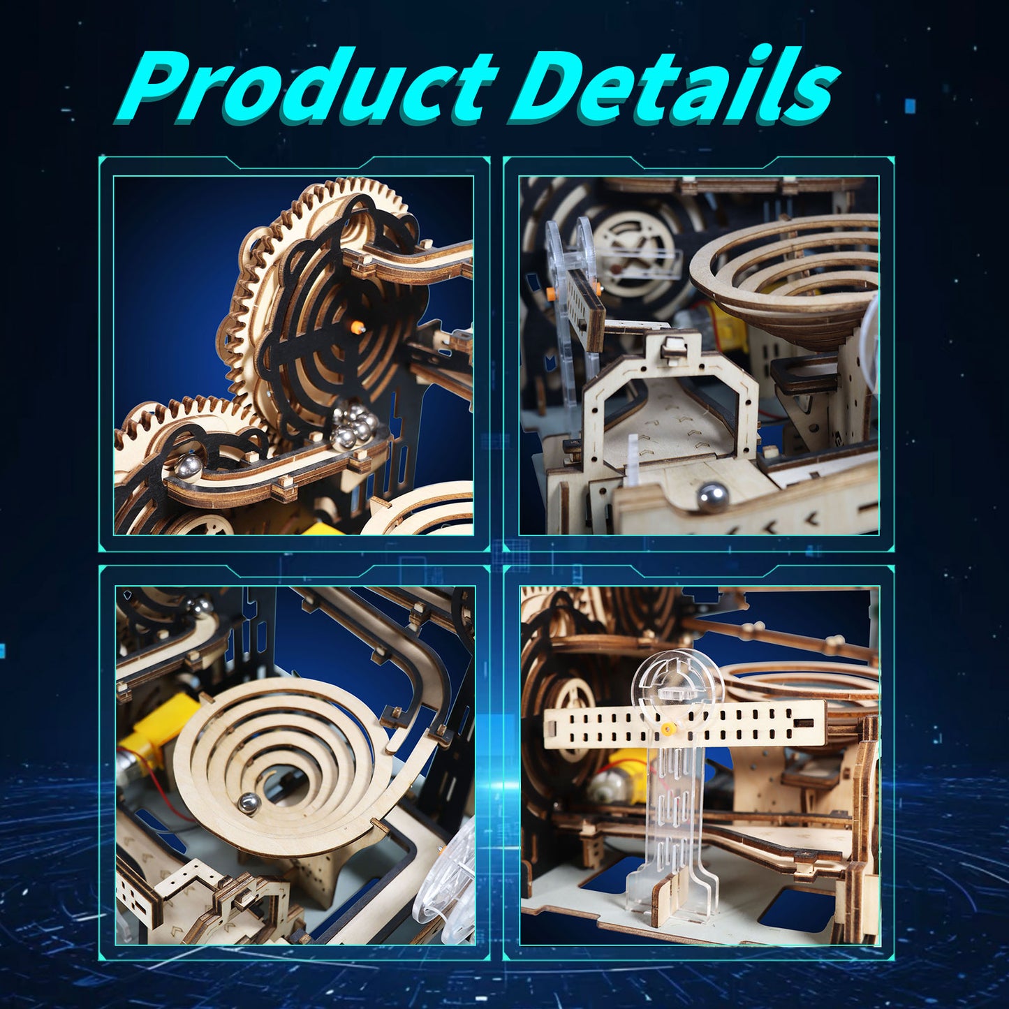 Factory wholesale Electric 3D Wooden Puzzles Marble Run Model Kits  Brain Teaser Puzzle DIY handmade Christmas gift