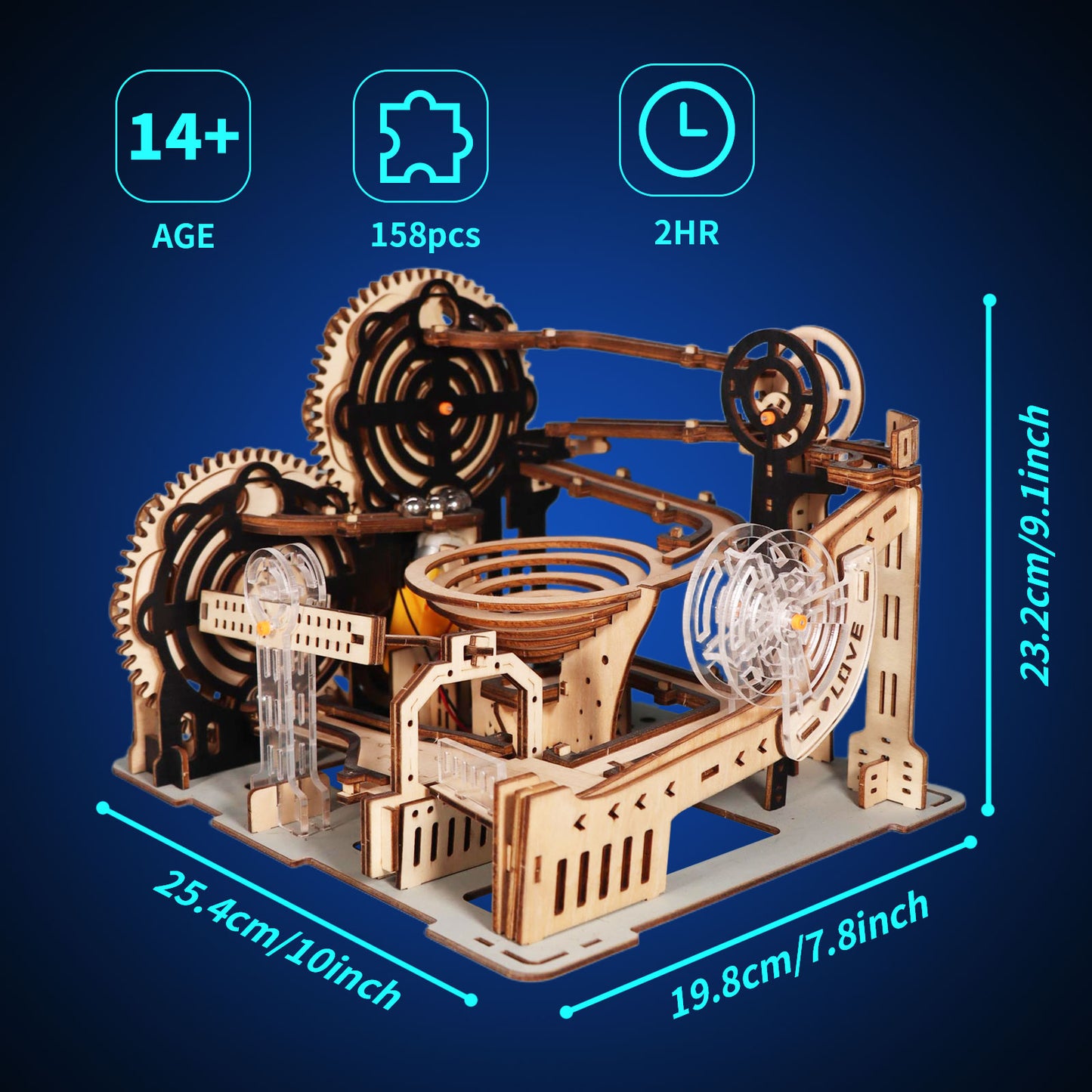 Factory wholesale Electric 3D Wooden Puzzles Marble Run Model Kits  Brain Teaser Puzzle DIY handmade Christmas gift