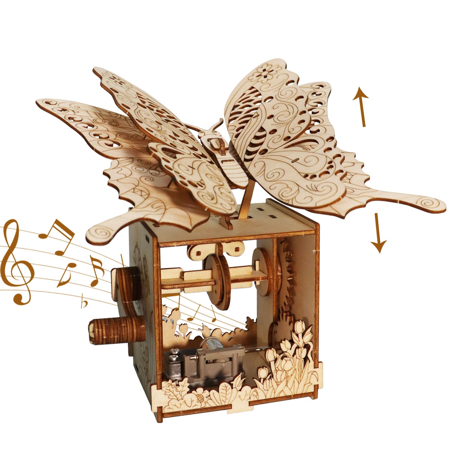 3d Wooden Puzzle Hand Butterfly Music Box You Are My Sunshine Handmade Assembly Model Kit Holidays Brthdays Christmas Gifts
