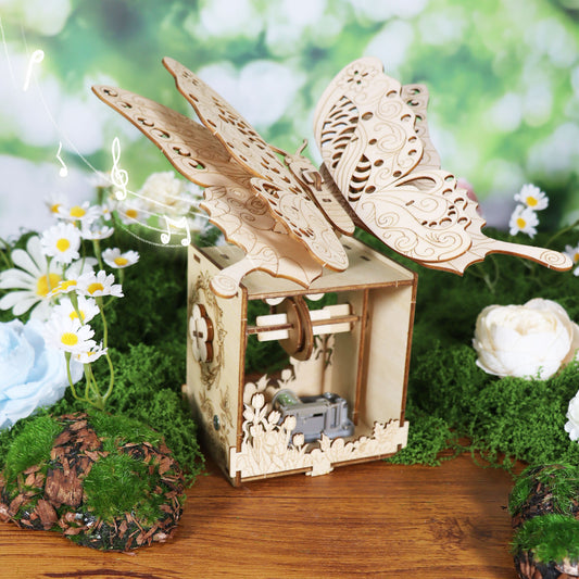 3d Wooden Puzzle Hand Butterfly Music Box You Are My Sunshine Handmade Assembly Model Kit Holidays Brthdays Christmas Gifts