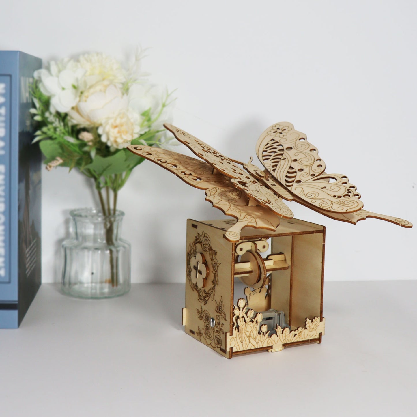 3d Wooden Puzzle Hand Butterfly Music Box You Are My Sunshine Handmade Assembly Model Kit Holidays Brthdays Christmas Gifts