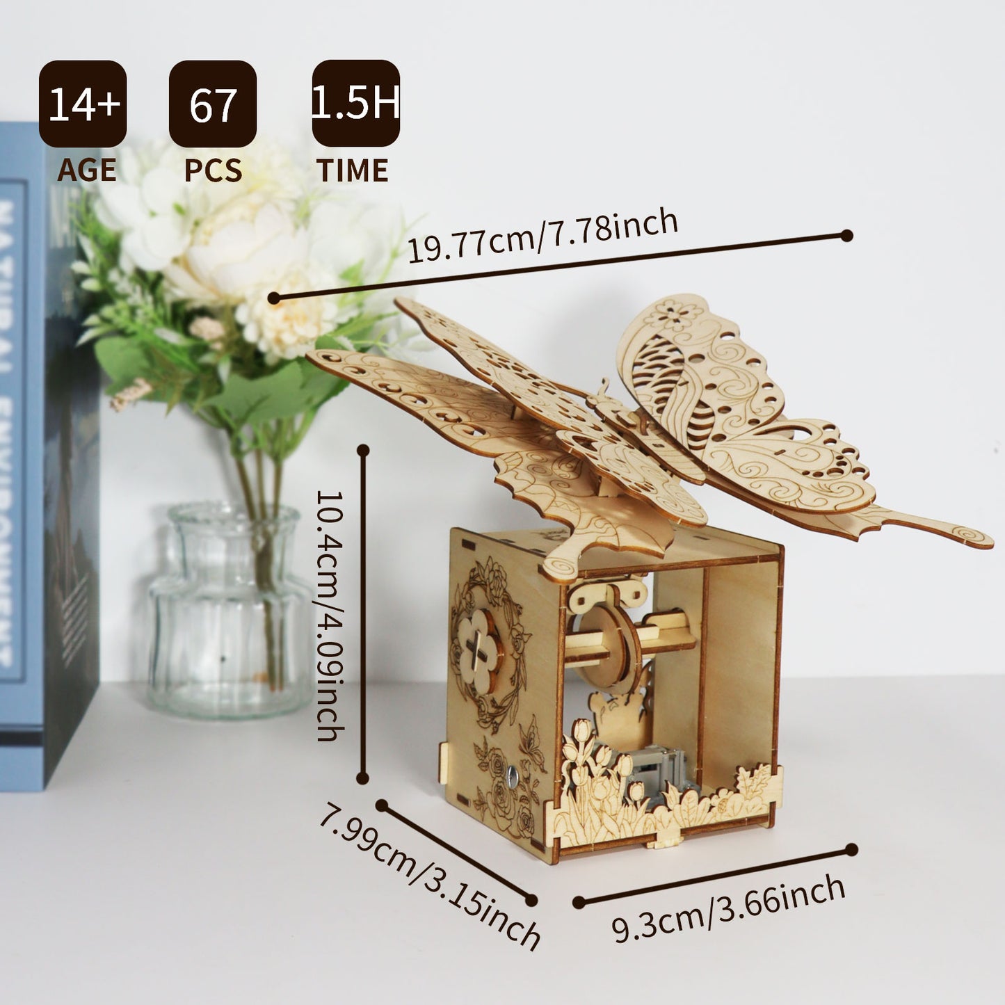 3d Wooden Puzzle Hand Butterfly Music Box You Are My Sunshine Handmade Assembly Model Kit Holidays Brthdays Christmas Gifts
