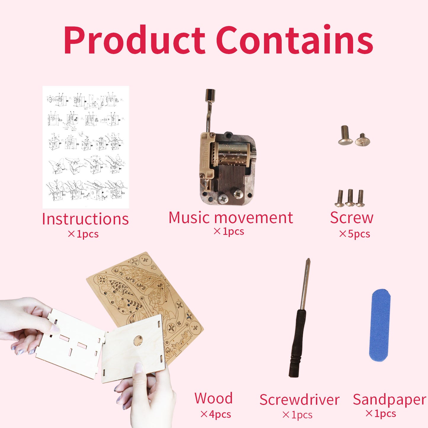 3d Wooden Puzzle Hand Butterfly Music Box You Are My Sunshine Handmade Assembly Model Kit Holidays Brthdays Christmas Gifts