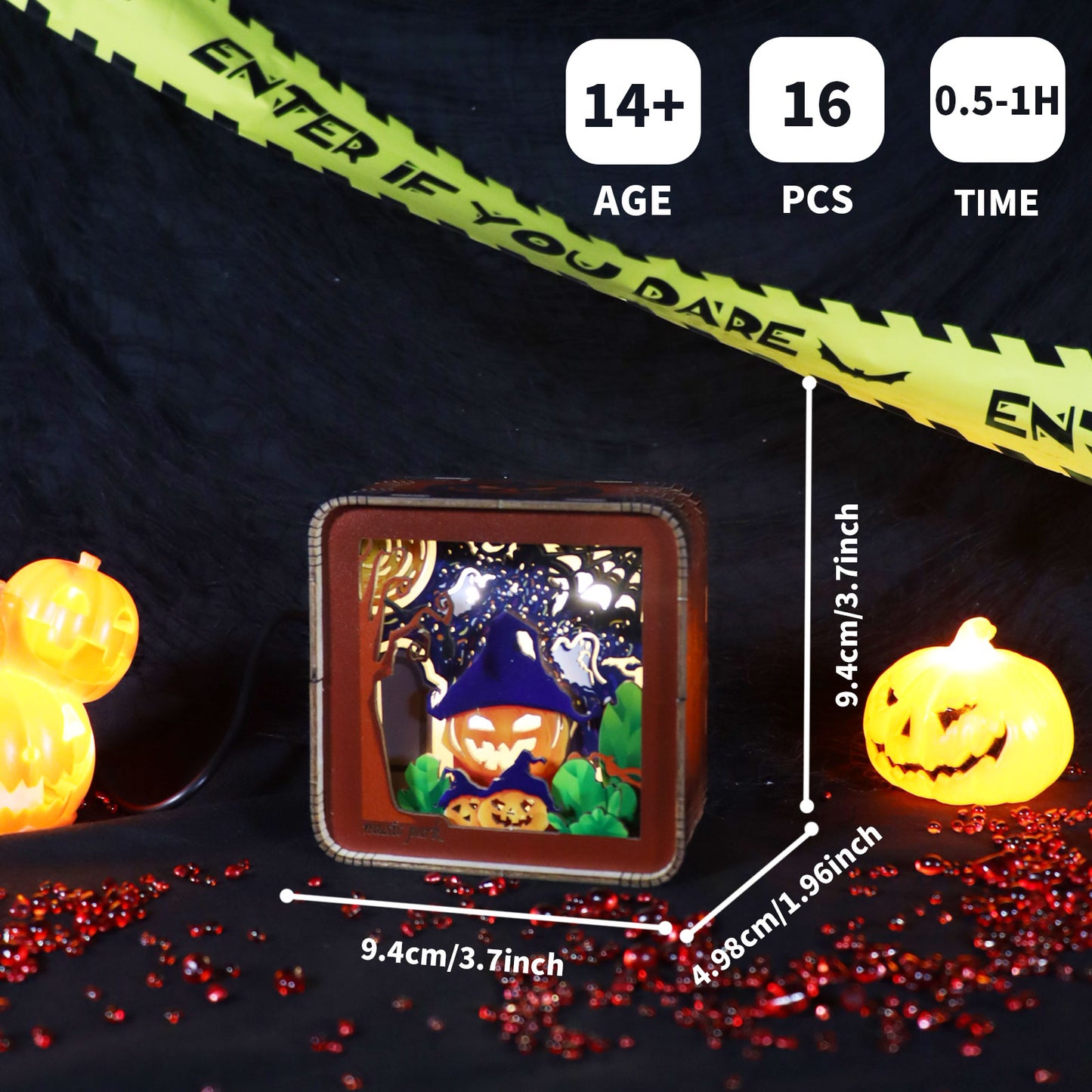 Factory wholesale 3D Wooden Puzzles For Adults Halloween Night Lights Model Kit Desk Decorations Birthday Gifts For Women