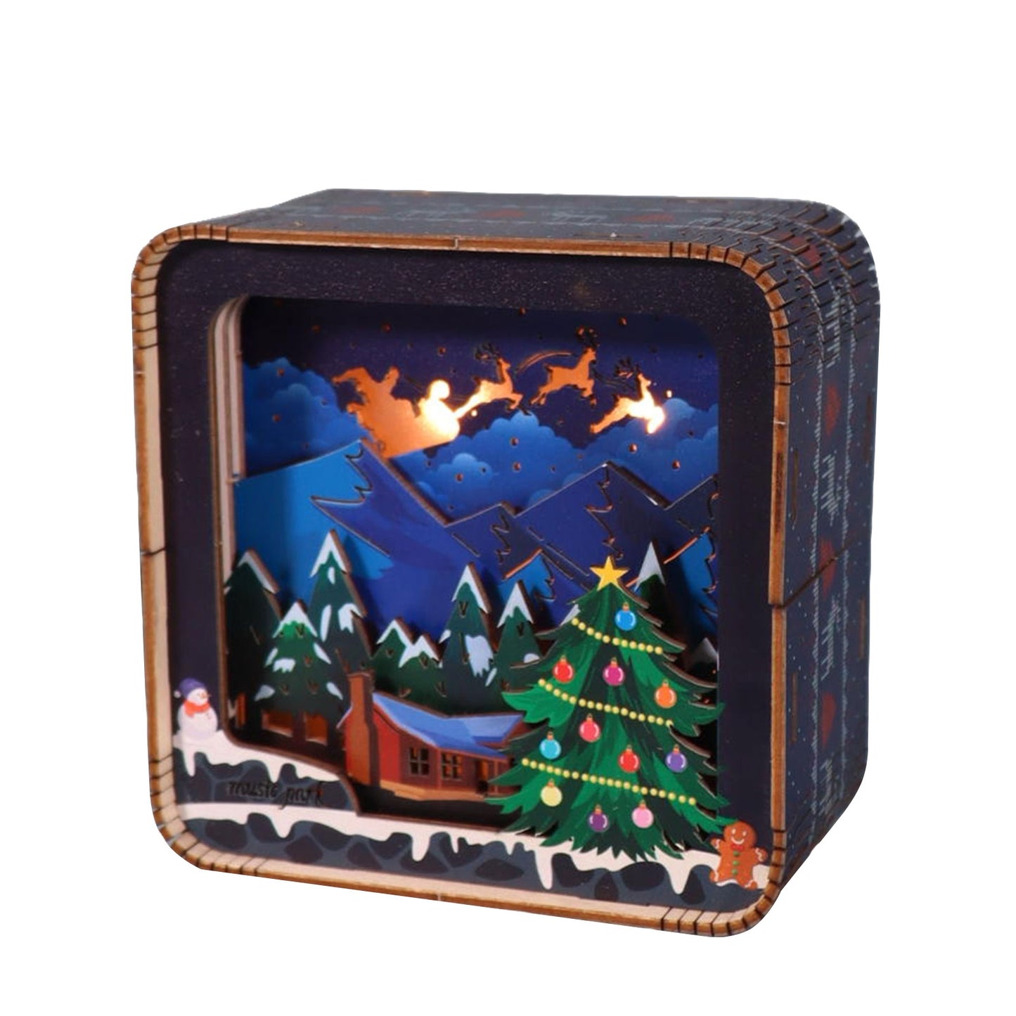 Factory wholesale 3D Wooden Puzzles For Adults Merry Christmas Model Kit Night Lights Desk Decorations Birthday Gifts For Women