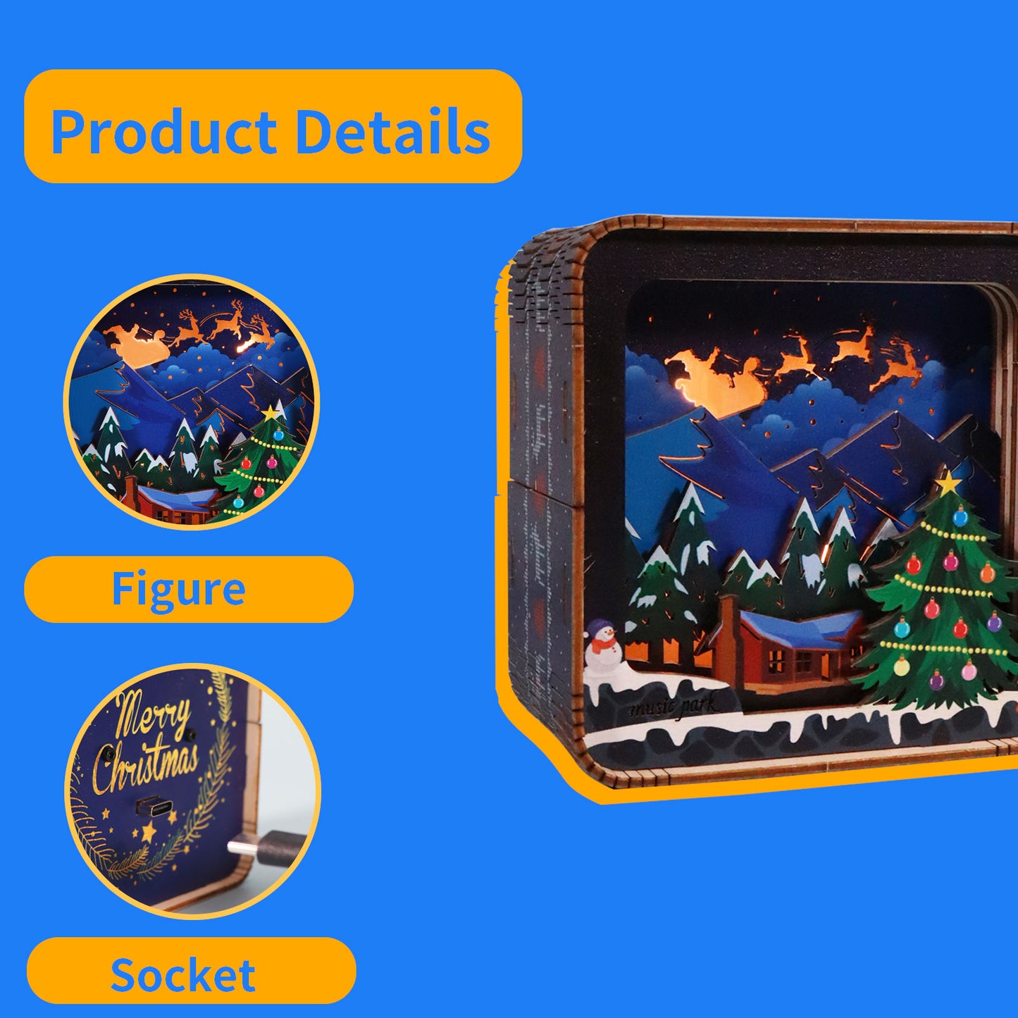 Factory wholesale 3D Wooden Puzzles For Adults Merry Christmas Model Kit Night Lights Desk Decorations Birthday Gifts For Women