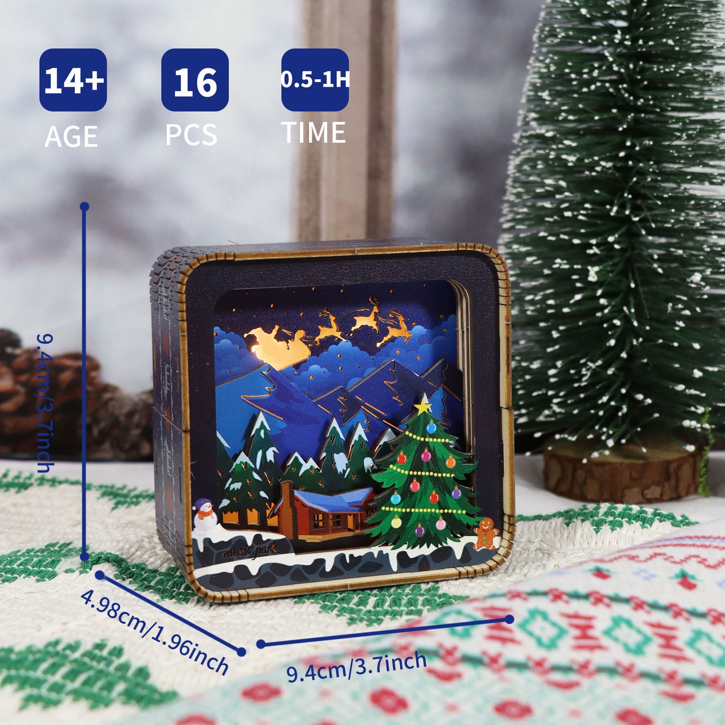 Factory wholesale 3D Wooden Puzzles For Adults Merry Christmas Model Kit Night Lights Desk Decorations Birthday Gifts For Women