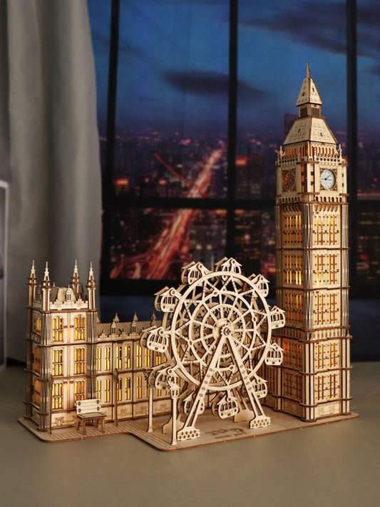 Factory wholesale Music Park 3D Wooden Puzzle for Adults Big Ben Building Model Kits Desktop Clock DIY Handmade Crafts Gift Home Decor Unique Christmas Gifts