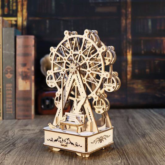 3D Wooden Puzzles Music Box Ferris Wheel DIY Crafts Handmade Model Kits for Women Birthday Gifts