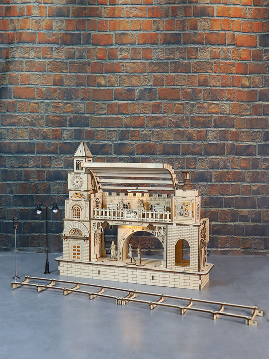 Factory wholesale Music Park 3D Wooden Puzzle Railway station Model Kits To Build Wooden Construction Handmade DIY Craft Unique Gift For Christmas