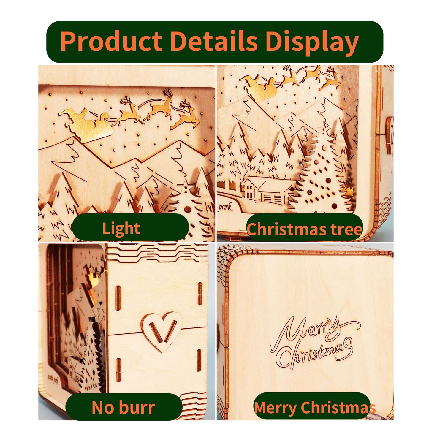 Factory wholesale 3D Wooden Puzzles Merry Christmas Model Kit Night Lights Desk Decorations Birthday Christmas Gifts For Women