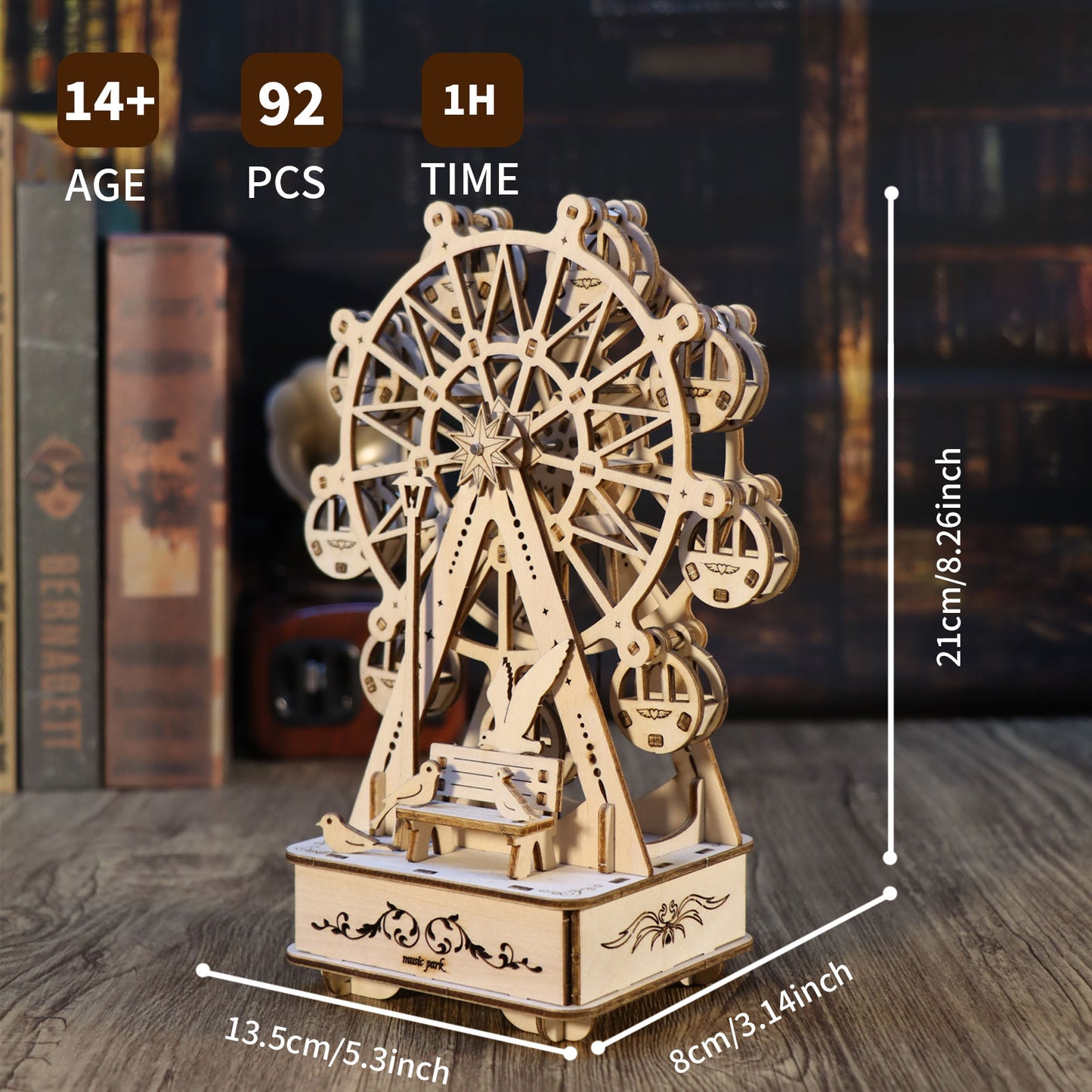 3D Wooden Puzzles Music Box Ferris Wheel DIY Crafts Handmade Model Kits for Women Birthday Gifts