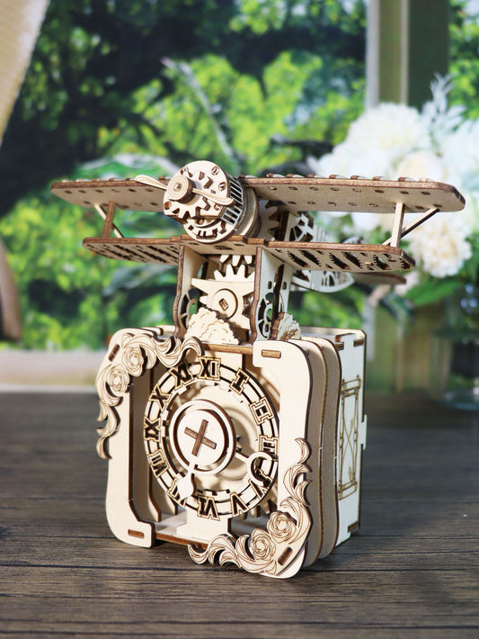 Factory wholesale 3d Wooden Puzzle Punk Airplane Music Box You Are My Sunshine Handmade Assembly Model Kit Holidays Brthdays Christmas Gifts