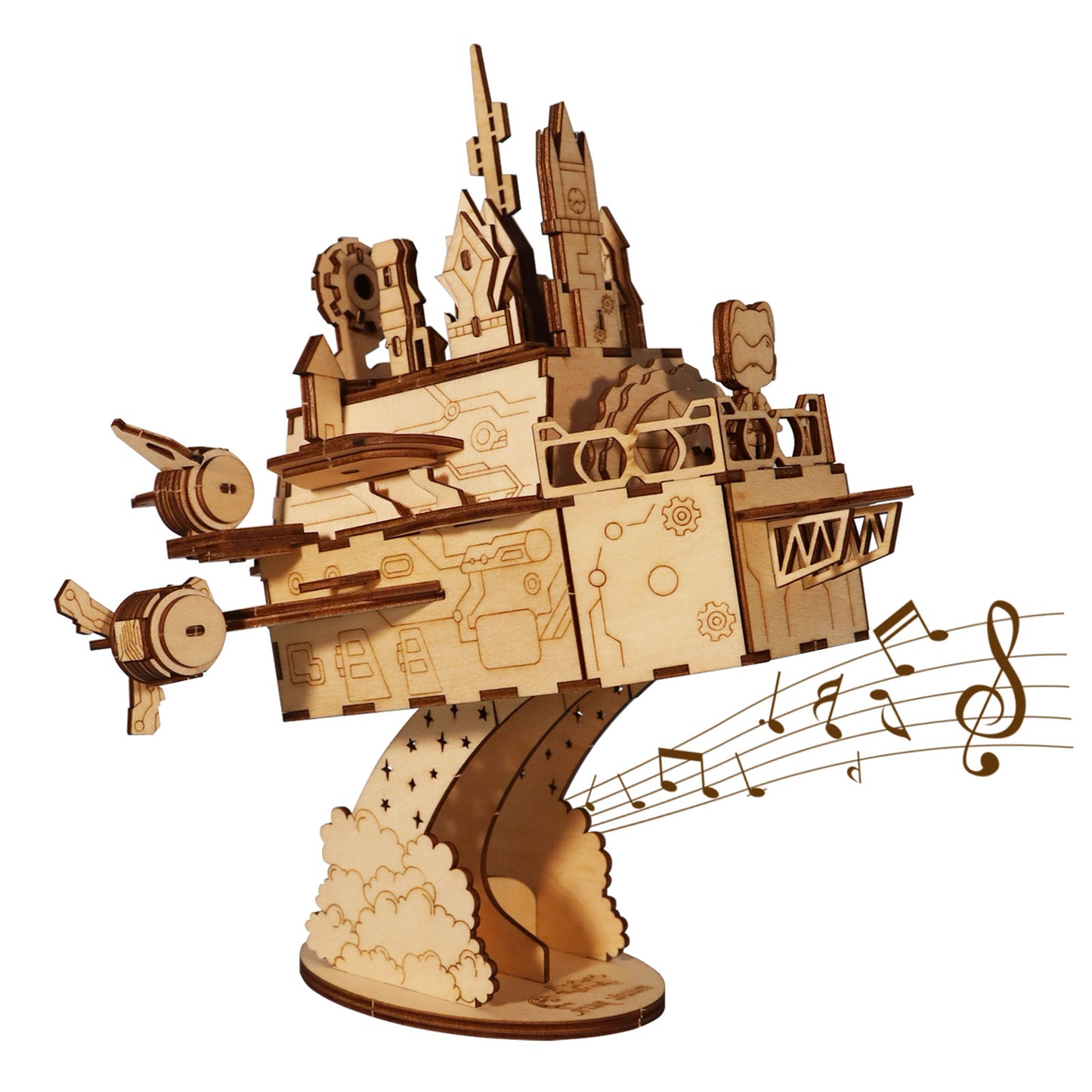 3D Wooden Puzzles Moving Castle Music Box kits Castle Building Model DIY Crafts Birthday Gift for Women