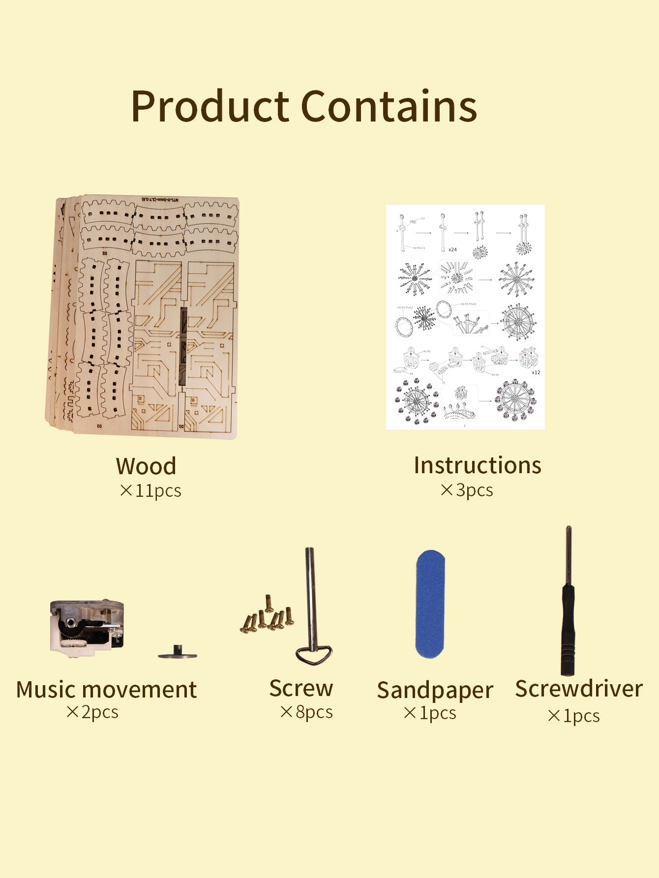 Factory wholesale 3d Wooden Puzzle Gear Ferris Wheel Music Box You Are My Sunshine Handmade Assembly