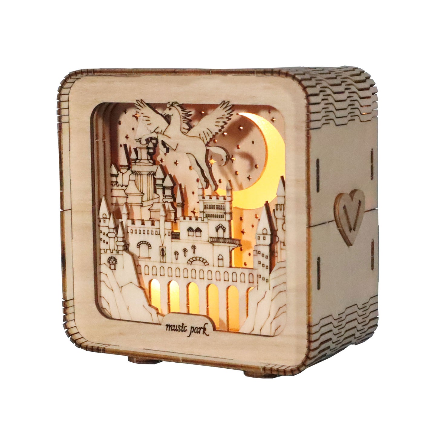 Factory wholesale 3D Wooden Puzzles Pegasus Castle Model Kits Night Lights Desk Decorations Birthday Christmas Gifts For Women