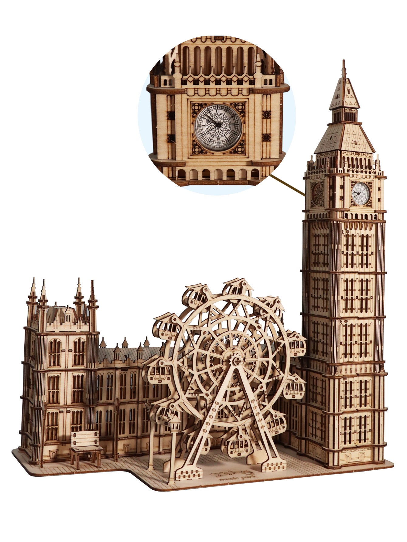 Factory wholesale Music Park 3D Wooden Puzzle for Adults Big Ben Building Model Kits Desktop Clock DIY Handmade Crafts Gift Home Decor Unique Christmas Gifts