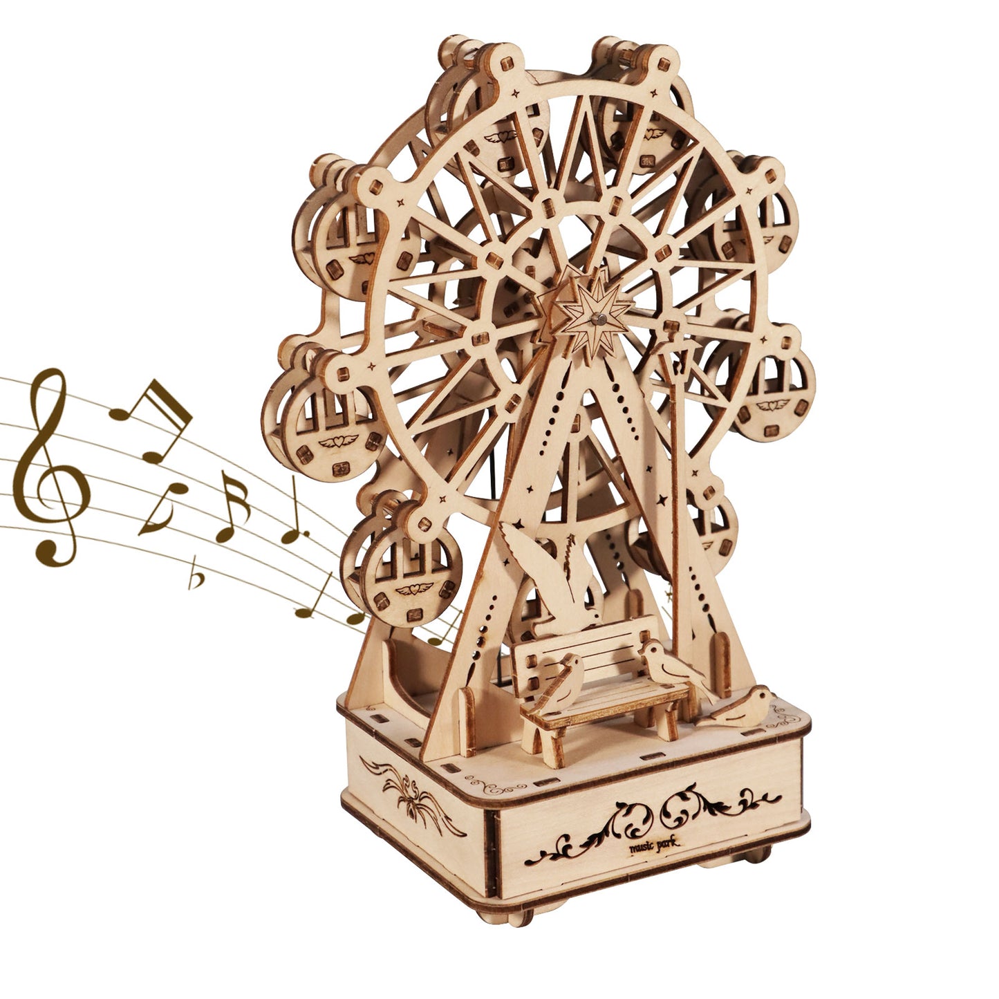 3D Wooden Puzzles Music Box Ferris Wheel DIY Crafts Handmade Model Kits for Women Birthday Gifts