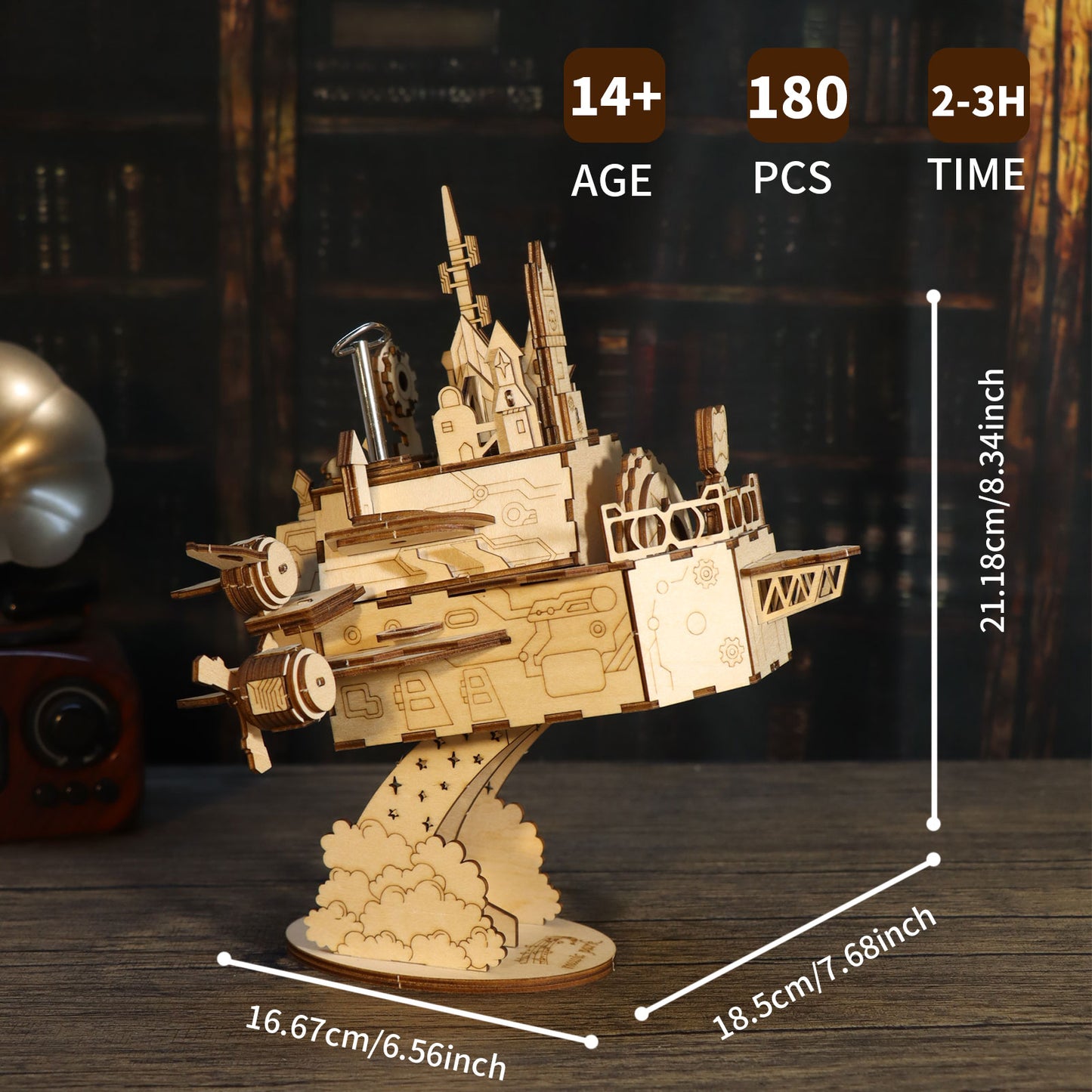 3D Wooden Puzzles Moving Castle Music Box kits Castle Building Model DIY Crafts Birthday Gift for Women