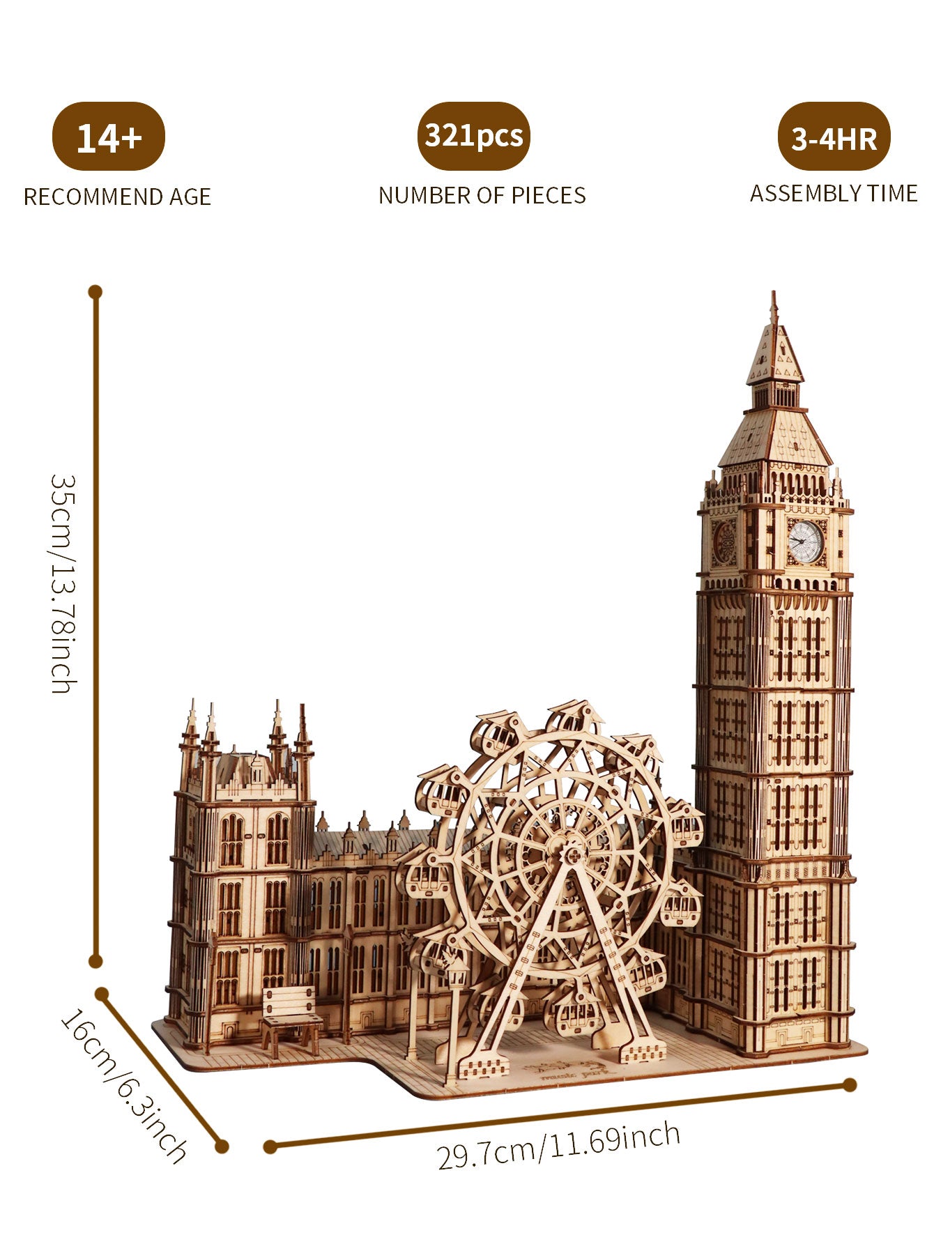 Factory wholesale Music Park 3D Wooden Puzzle for Adults Big Ben Building Model Kits Desktop Clock DIY Handmade Crafts Gift Home Decor Unique Christmas Gifts