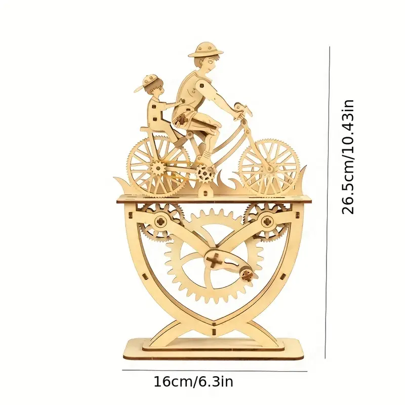 Factory wholesale Music Park 3D Wooden Puzzle Father and Son Diy Handmade Bicycle Assembly Model Kits  Creative Decoration