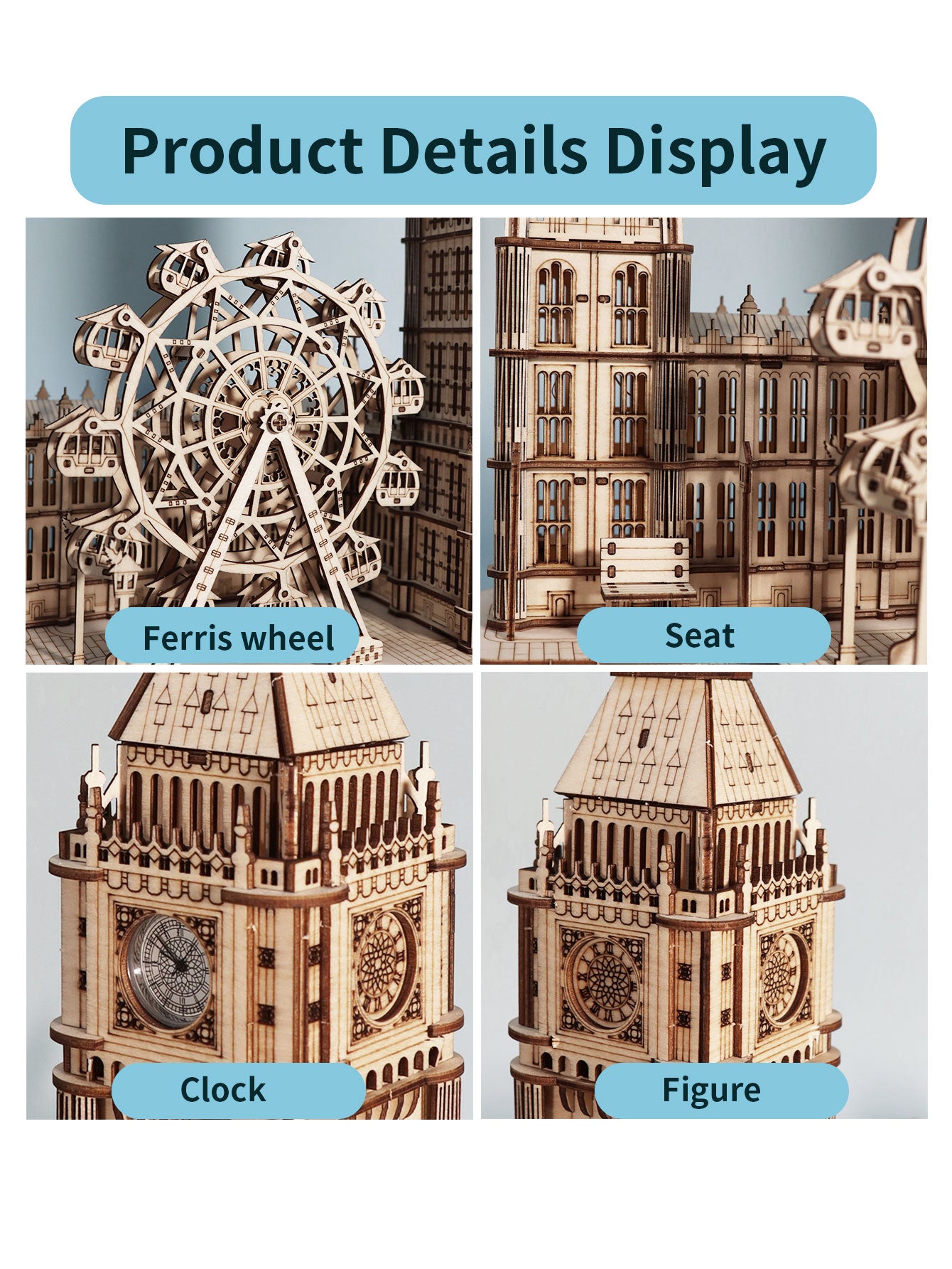 Factory wholesale Music Park 3D Wooden Puzzle for Adults Big Ben Building Model Kits Desktop Clock DIY Handmade Crafts Gift Home Decor Unique Christmas Gifts