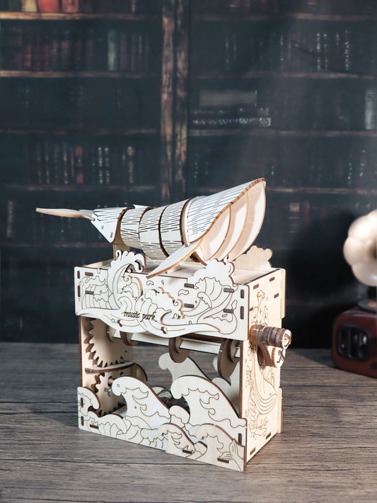 Factory wholesale 3d wooden puzzle Hand Whale music box Handmade Assembly Model kit Holidays birthdays