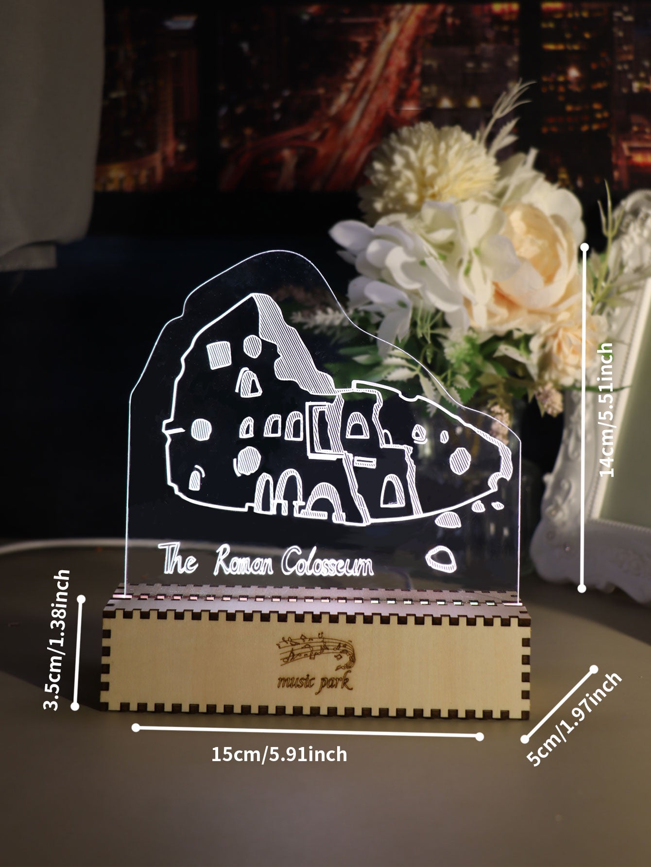 Factory wholesale The Colosseum Famous Building Gifts For Best Friend Women 3D Puzzle Engraved Night Light Long Distance Friendship Gift For Her Bestie Soul Sister BFF Coworker