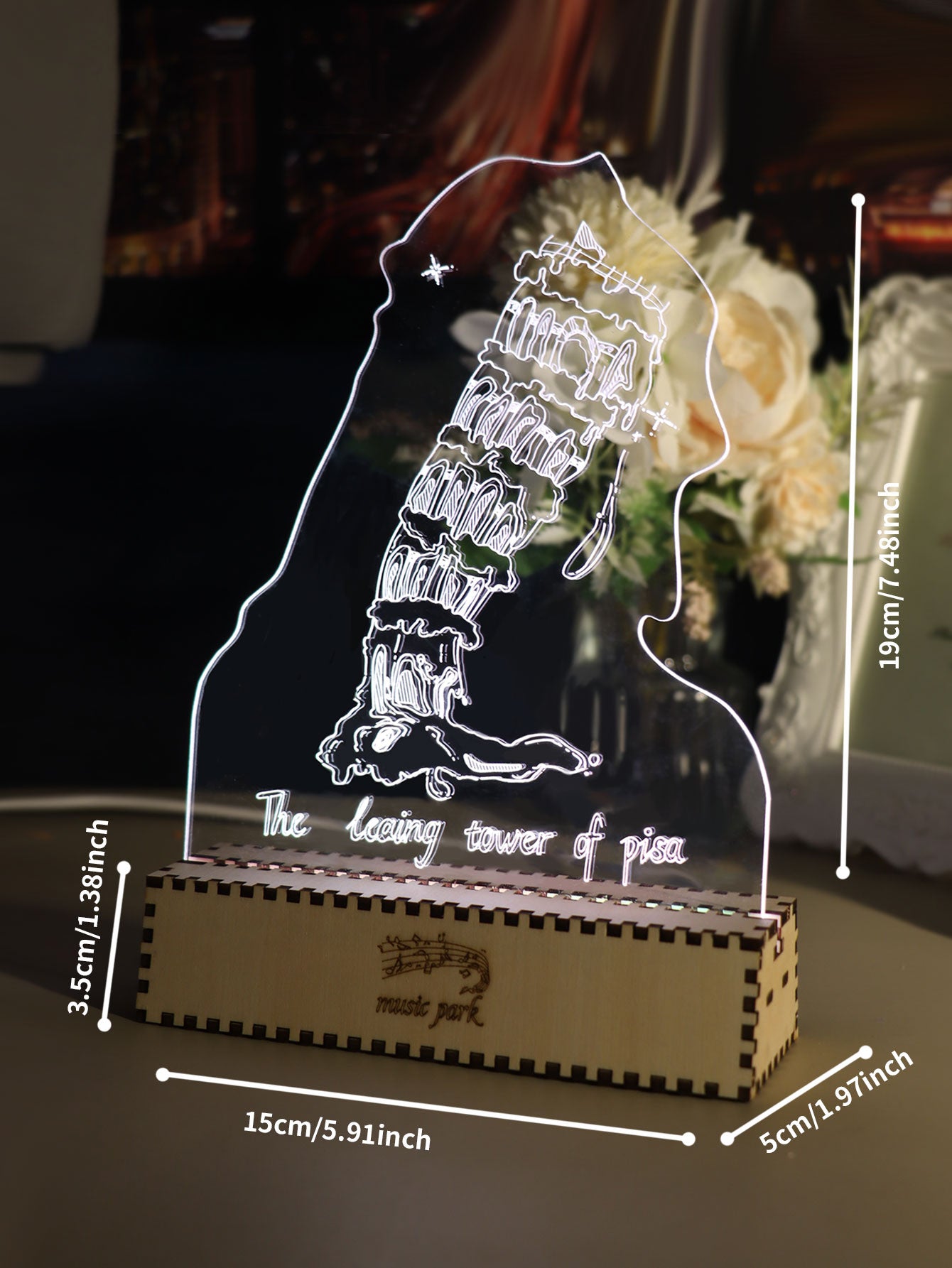 Factory wholesale Leaning Tower of Pisa Famous Building Gifts For Best Friend Women 3D Puzzle Engraved Night
